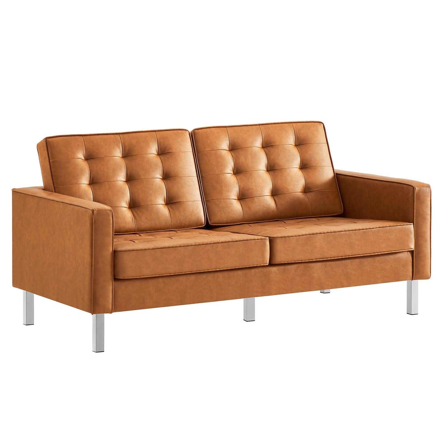 Modway Loft Tufted Vegan Leather Loveseat FredCo