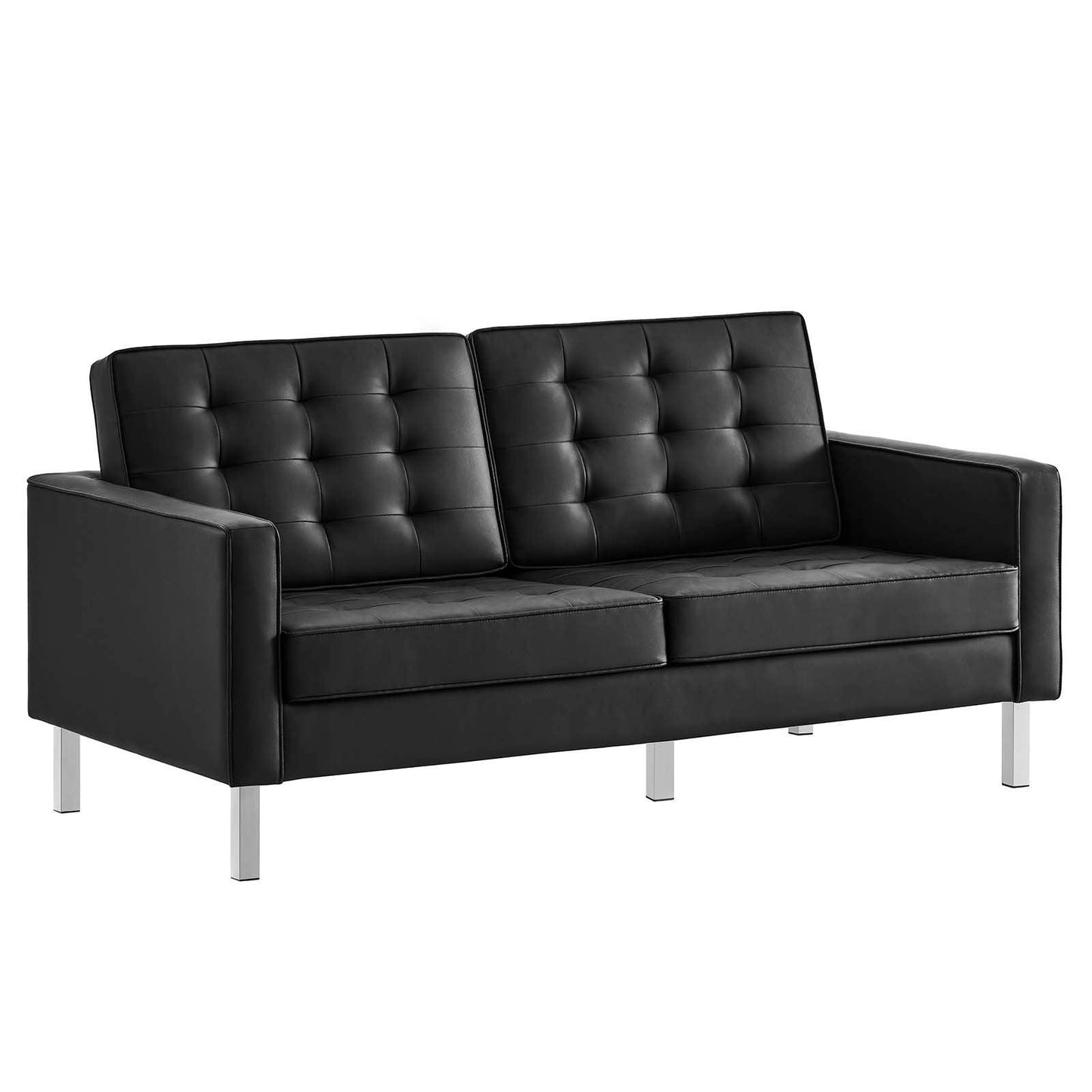 Modway Loft Tufted Vegan Leather Loveseat FredCo