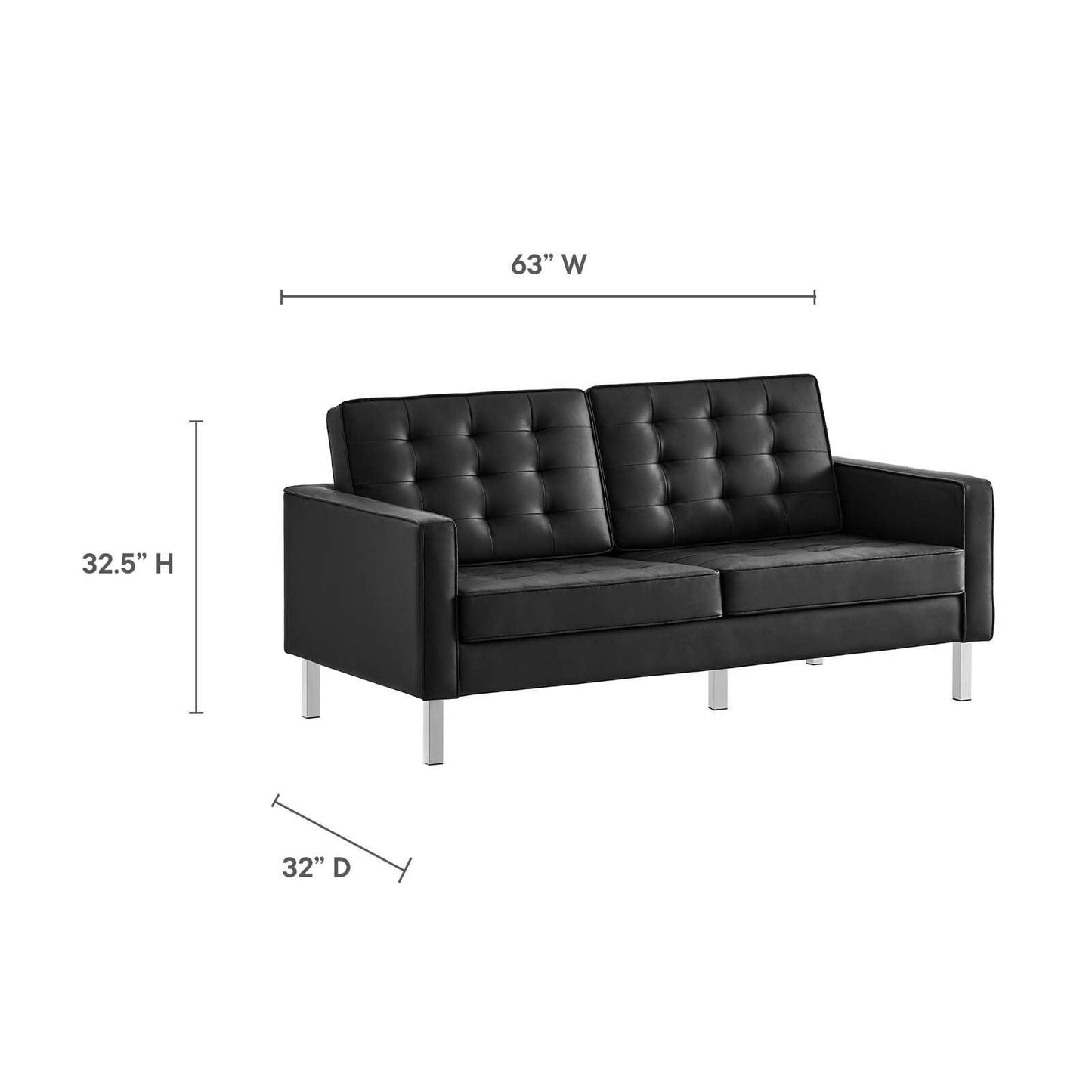 Modway Loft Tufted Vegan Leather Loveseat FredCo