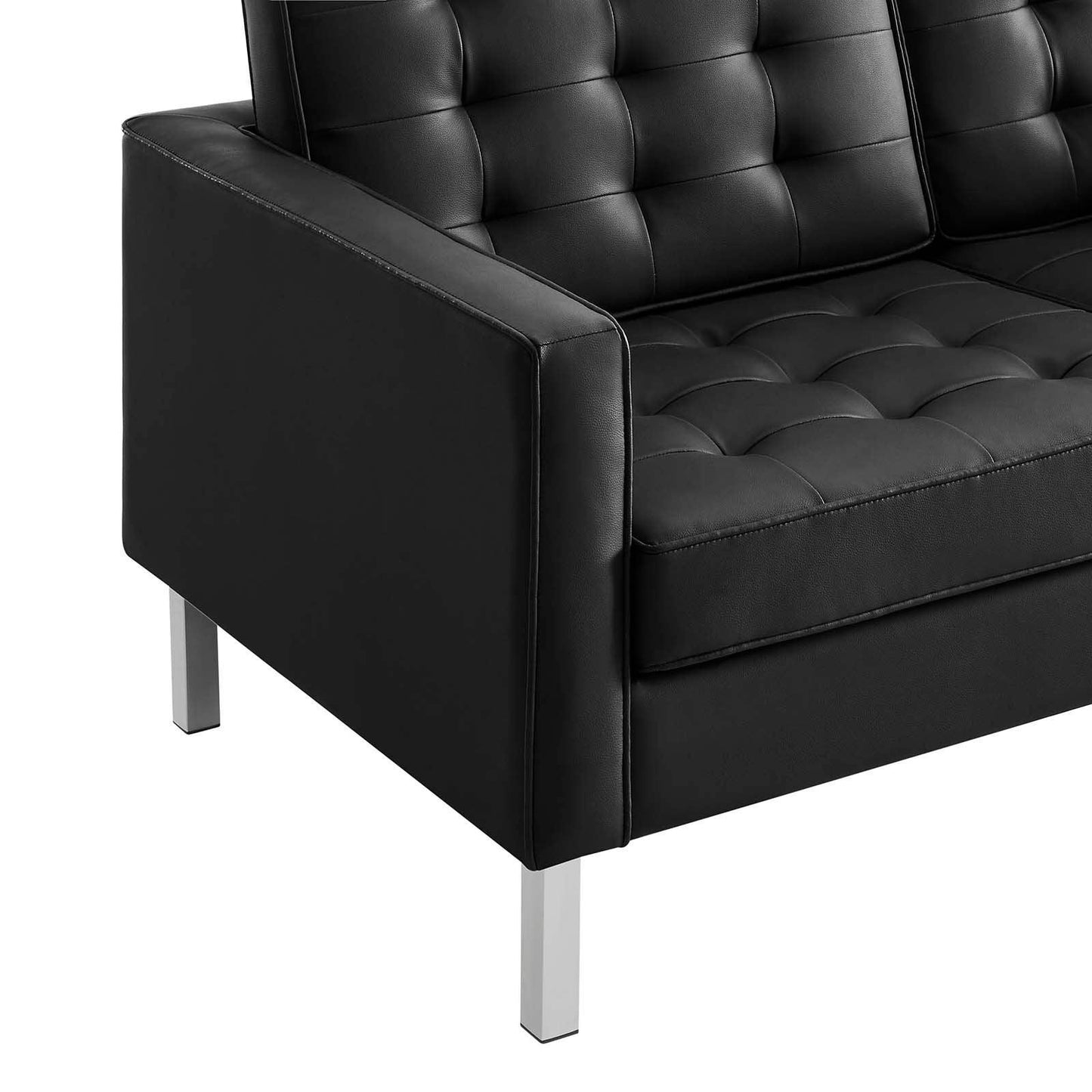 Modway Loft Tufted Vegan Leather Loveseat FredCo