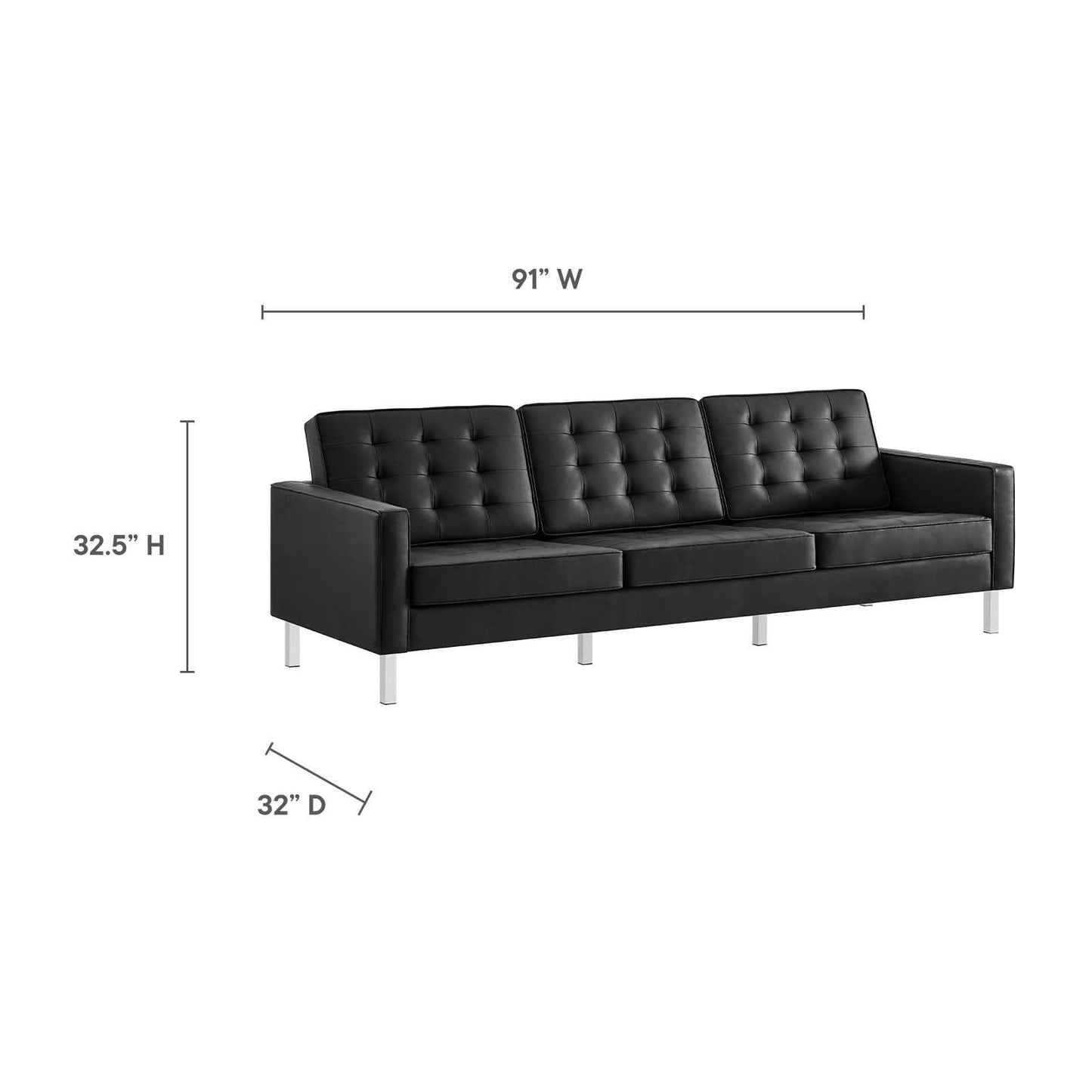 Modway Loft Tufted Vegan Leather Sofa FredCo