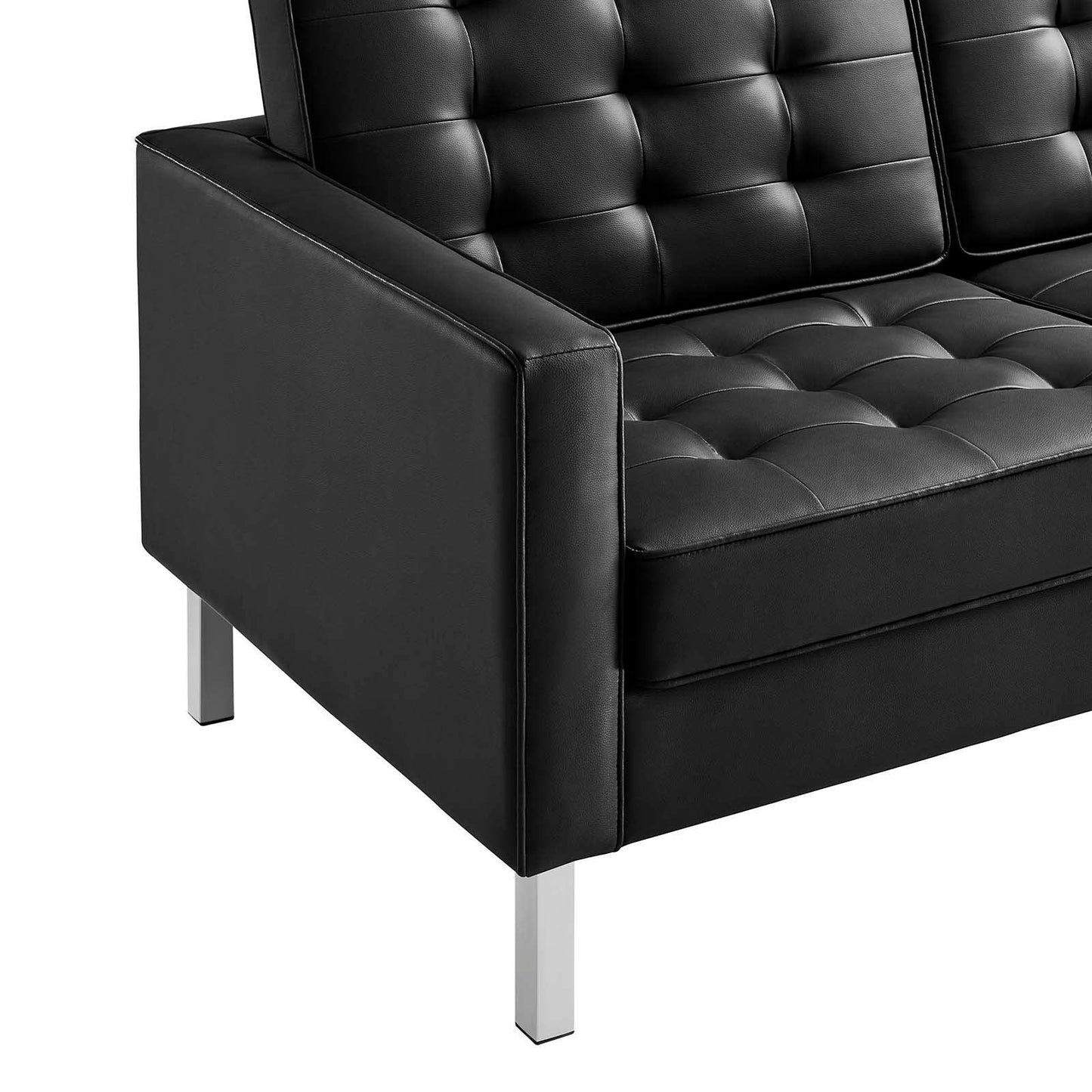 Modway Loft Tufted Vegan Leather Sofa FredCo