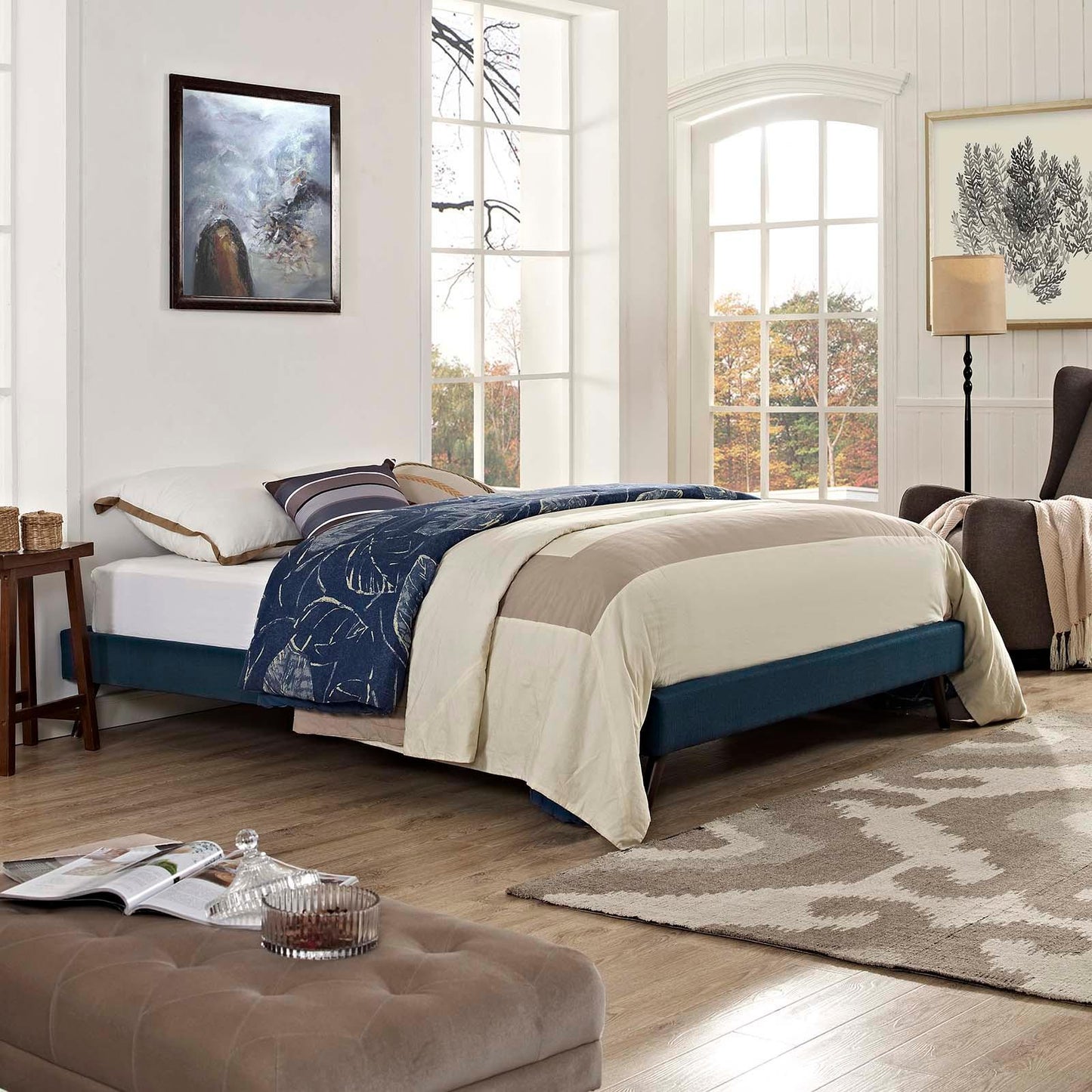 Modway Loryn Full Fabric Bed Frame with Round Splayed Legs FredCo