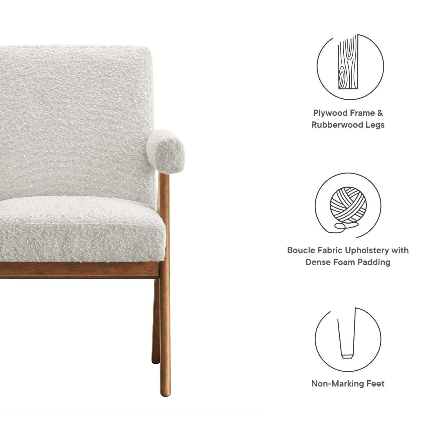 Modway Lyra Boucle Fabric Dining Room Chair - Set of 2, EEI-6506 FredCo