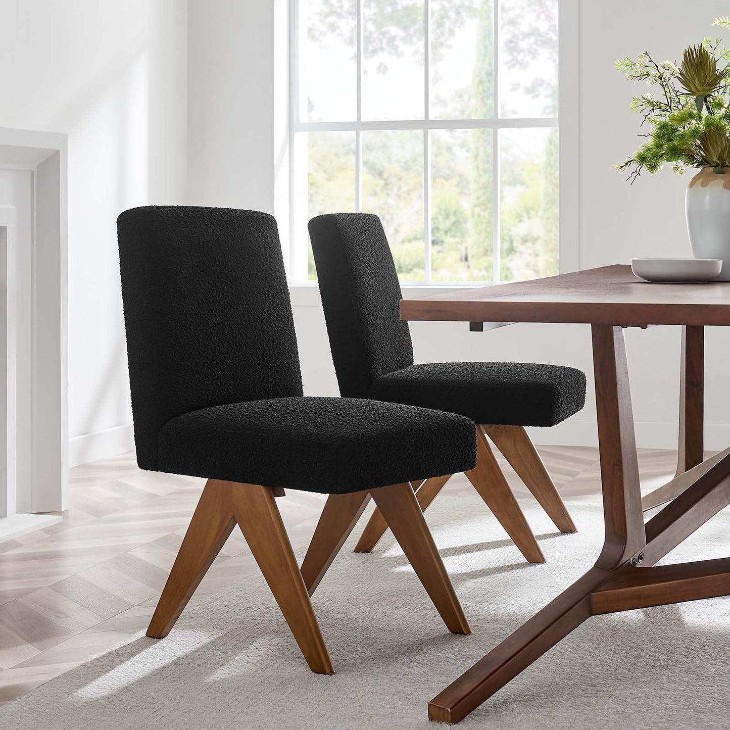 Modway Lyra Boucle Fabric Dining Room Side Chair - Set of 2, EEI-6508 FredCo