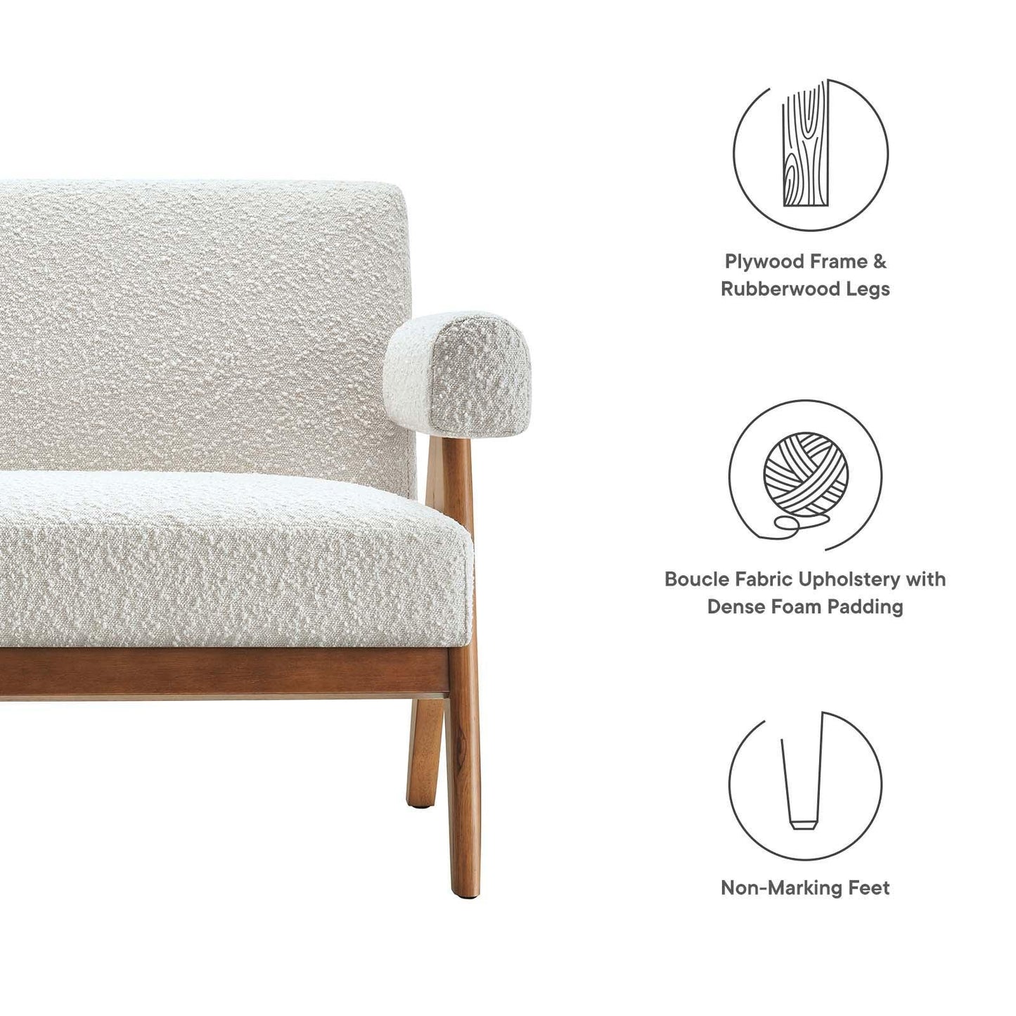 Modway Lyra Boucle Fabric Loveseat, EEI-6504 FredCo