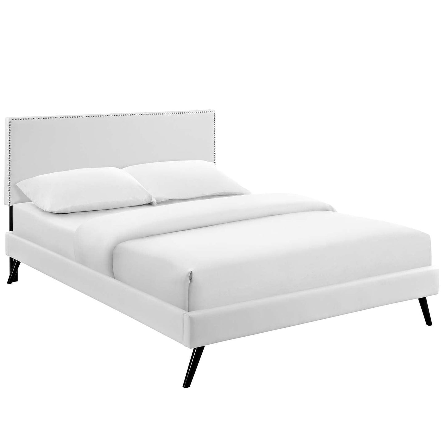 Modway Macie King Vinyl Platform Bed with Round Splayed Legs FredCo