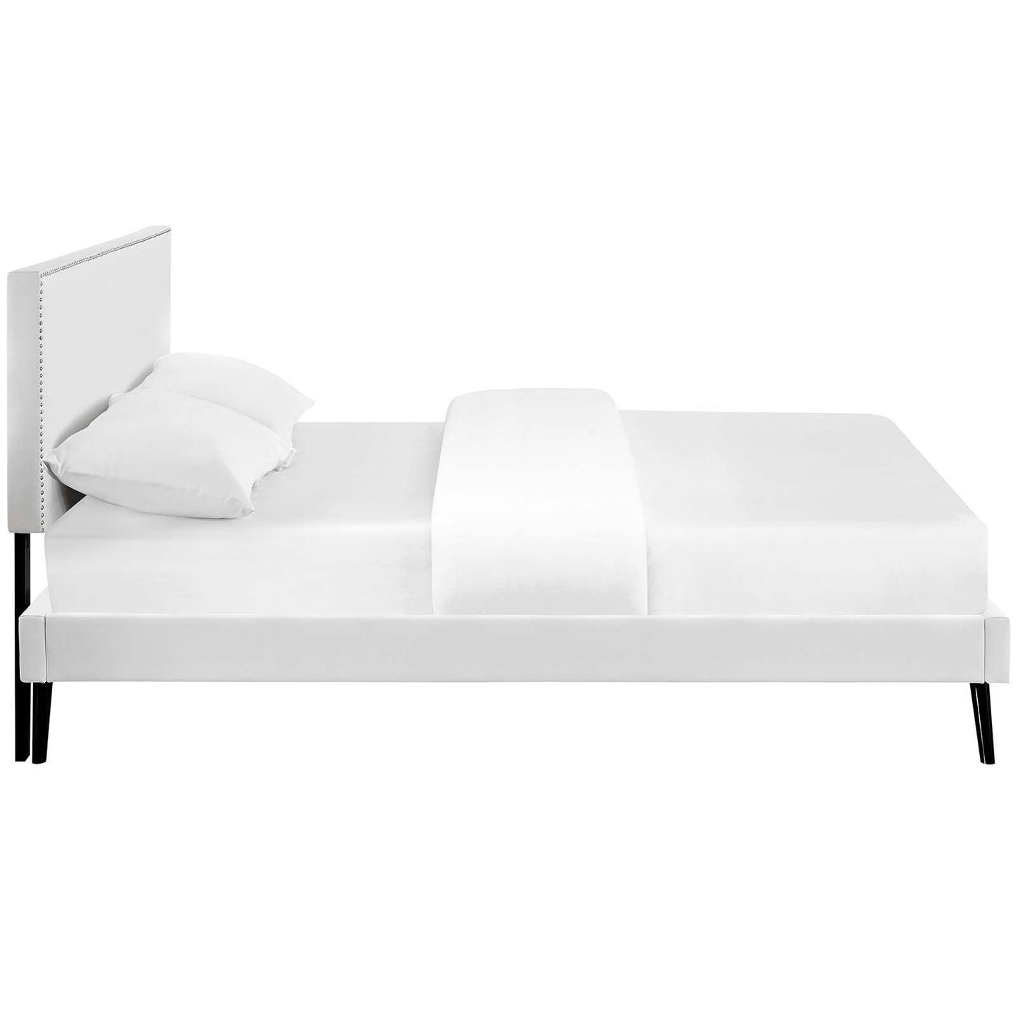 Modway Macie King Vinyl Platform Bed with Round Splayed Legs FredCo