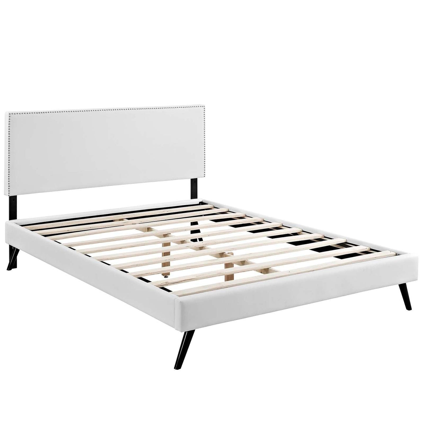 Modway Macie King Vinyl Platform Bed with Round Splayed Legs FredCo
