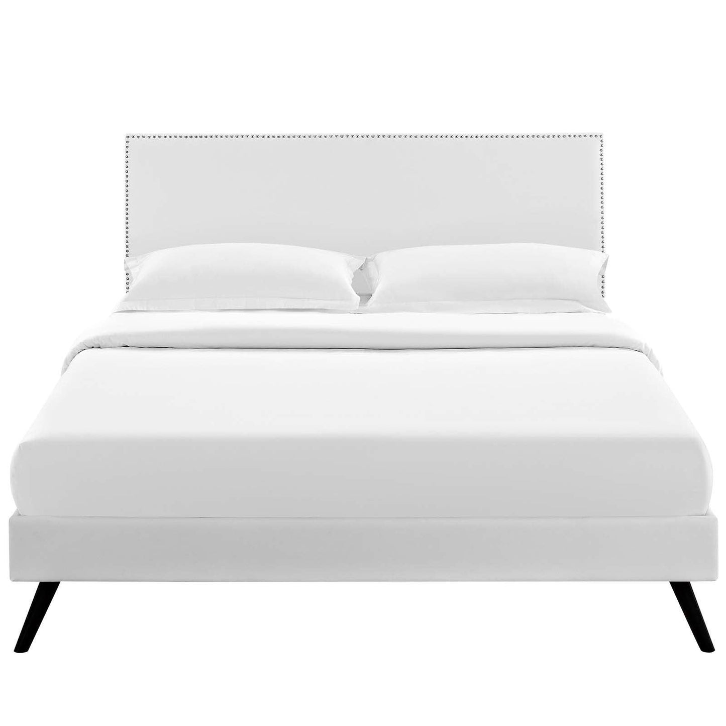 Modway Macie King Vinyl Platform Bed with Round Splayed Legs FredCo