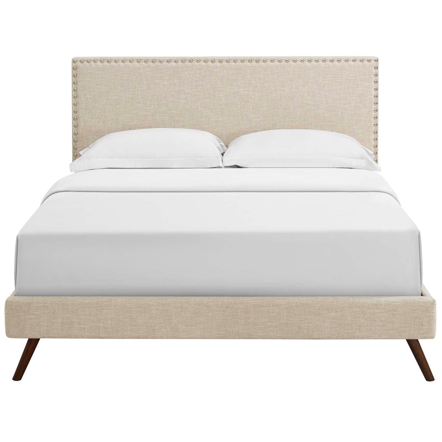 Modway Macie Queen Fabric Platform Bed with Round Splayed Legs FredCo