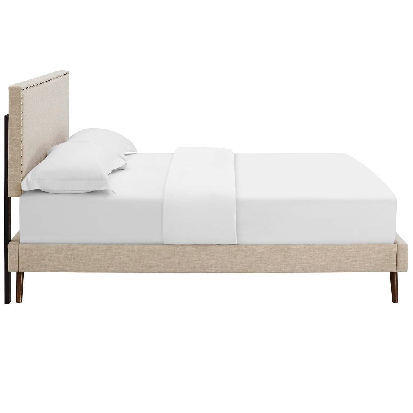 Modway Macie Queen Fabric Platform Bed with Round Splayed Legs FredCo