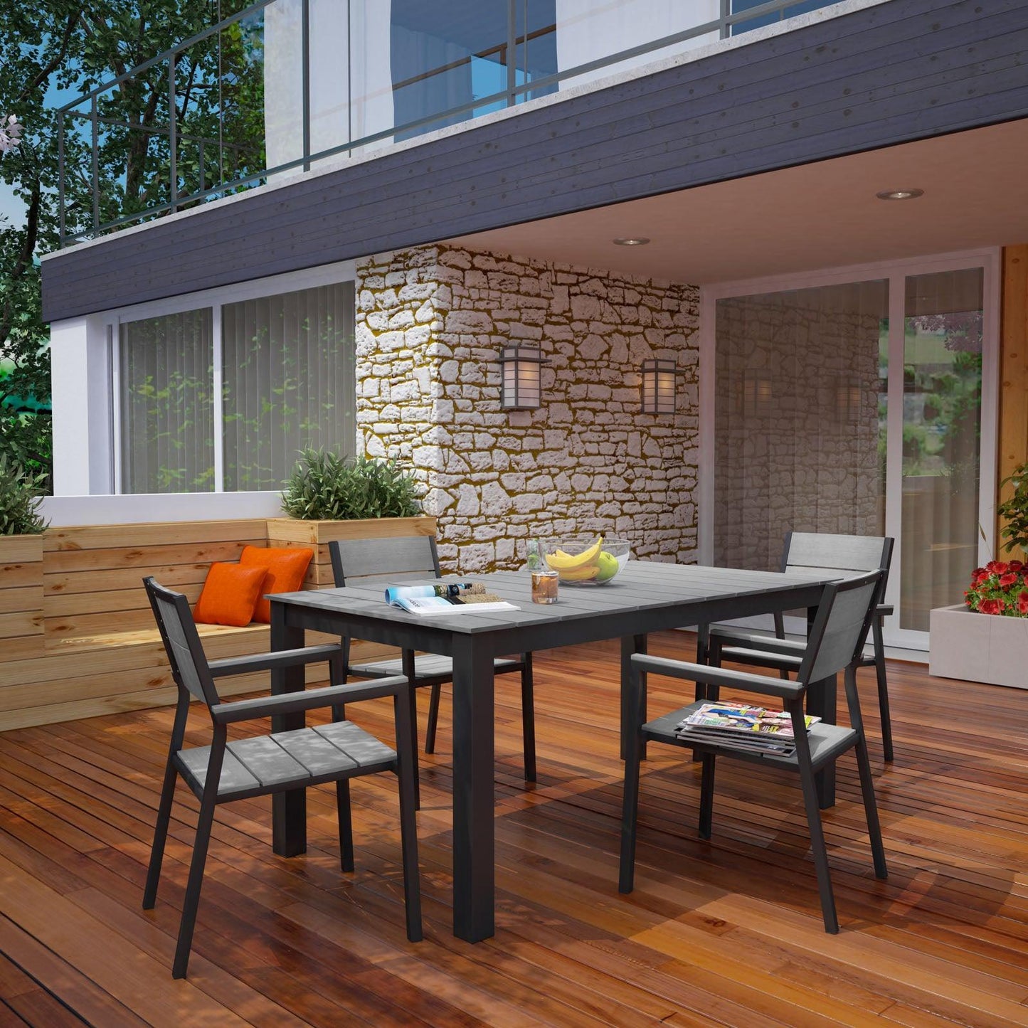 Modway Maine 5 Piece Outdoor Patio Dining Set, EEI-1747 FredCo