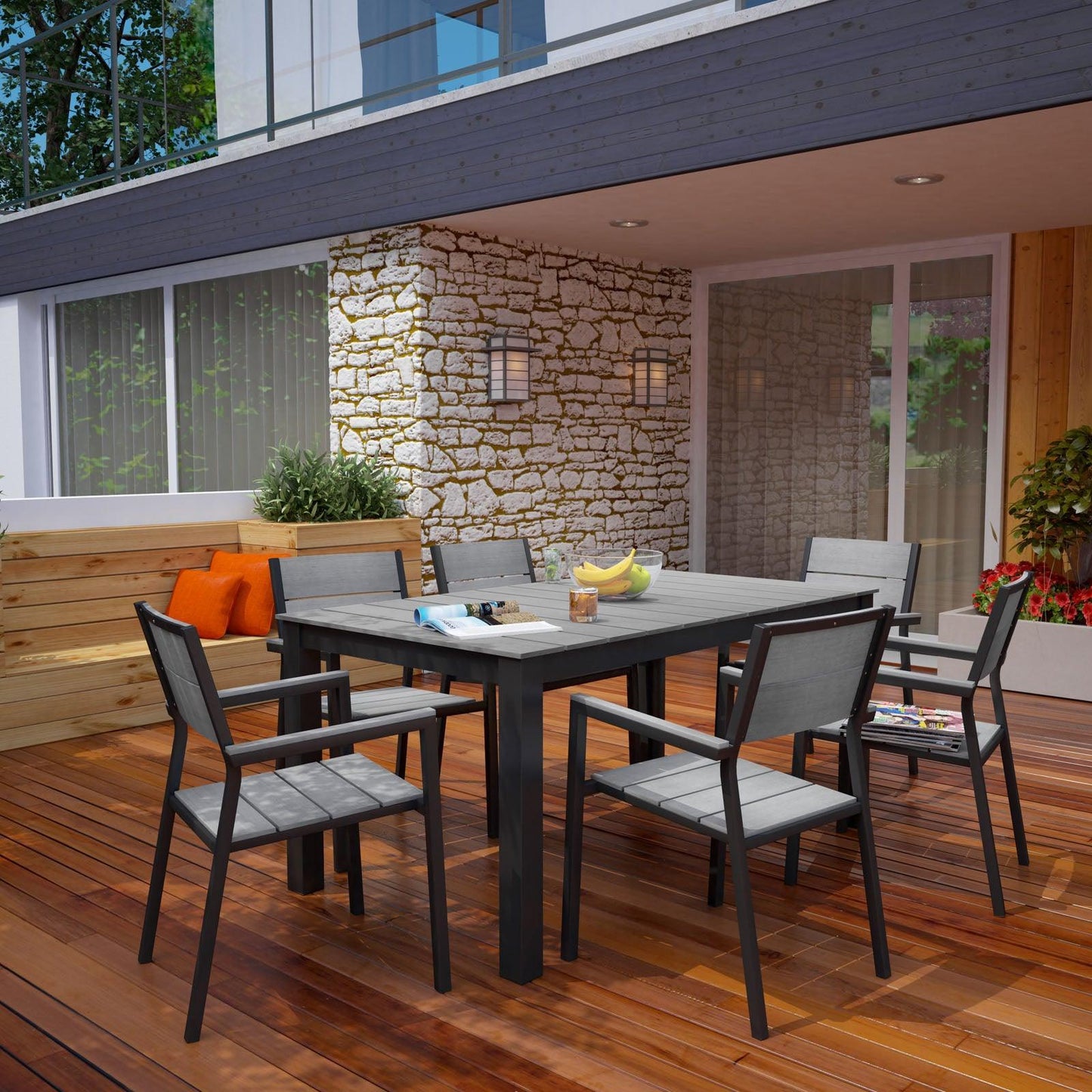 Modway Maine 7 Piece Outdoor Patio Dining Set FredCo