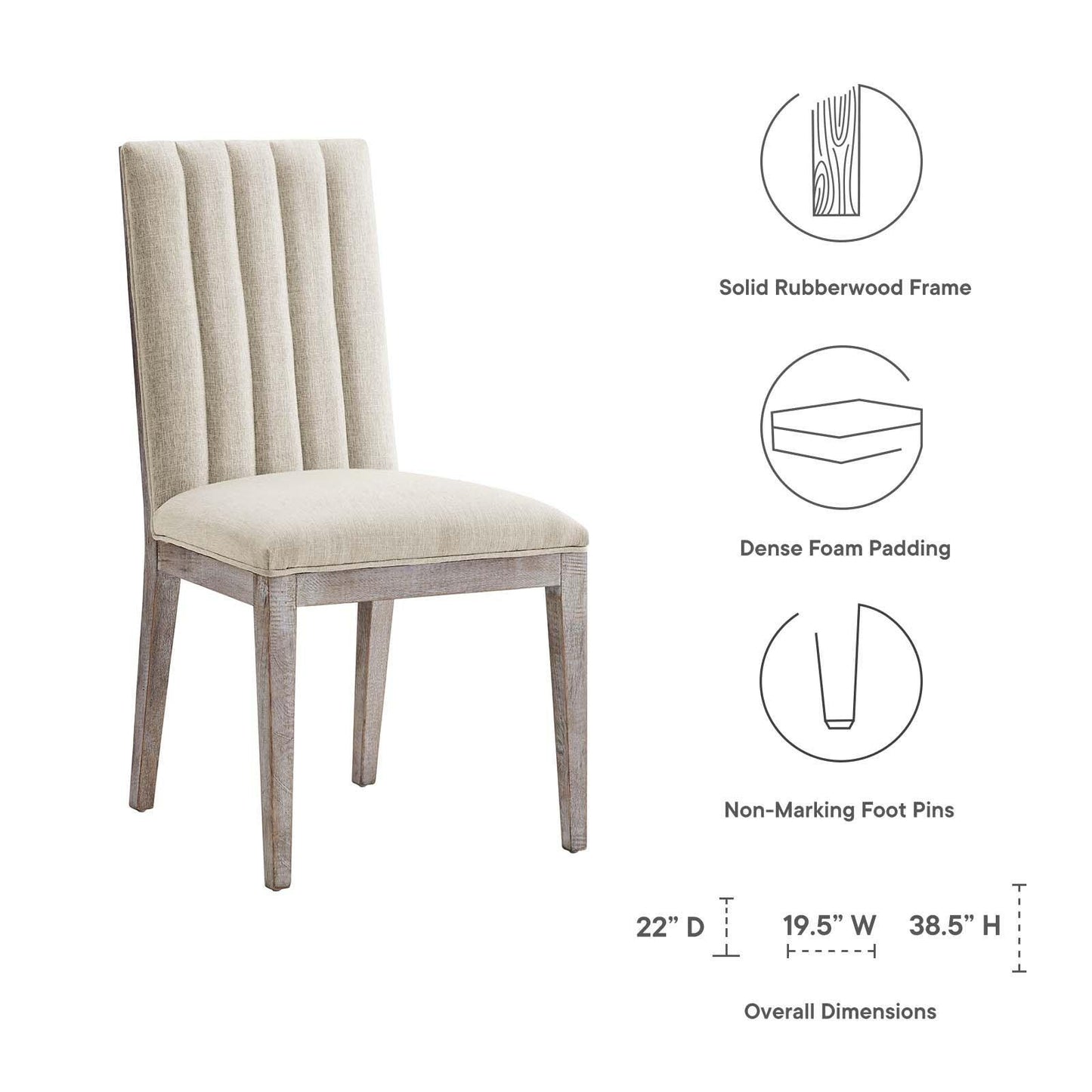 Modway Maisonette French Vintage Tufted Fabric Dining Side Chairs Set of 2 FredCo