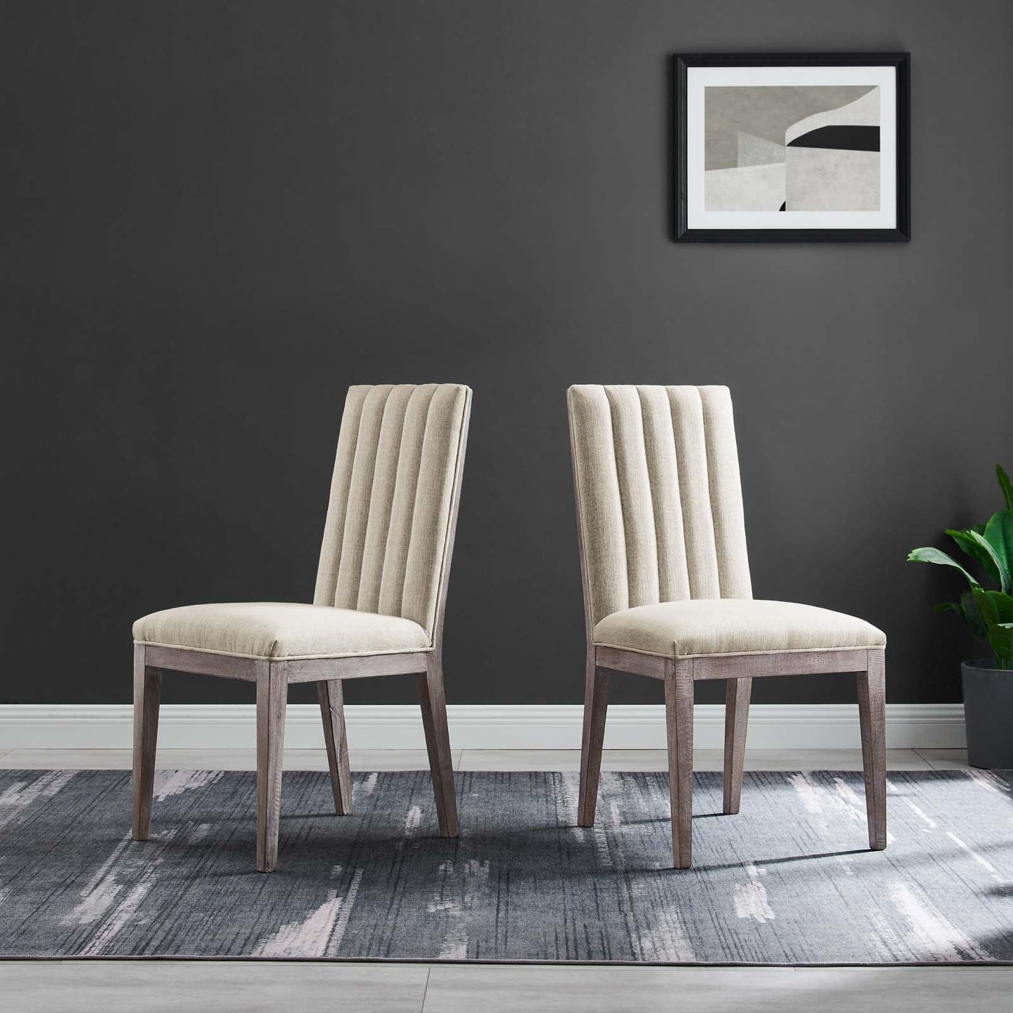 Modway Maisonette French Vintage Tufted Fabric Dining Side Chairs Set of 2 FredCo