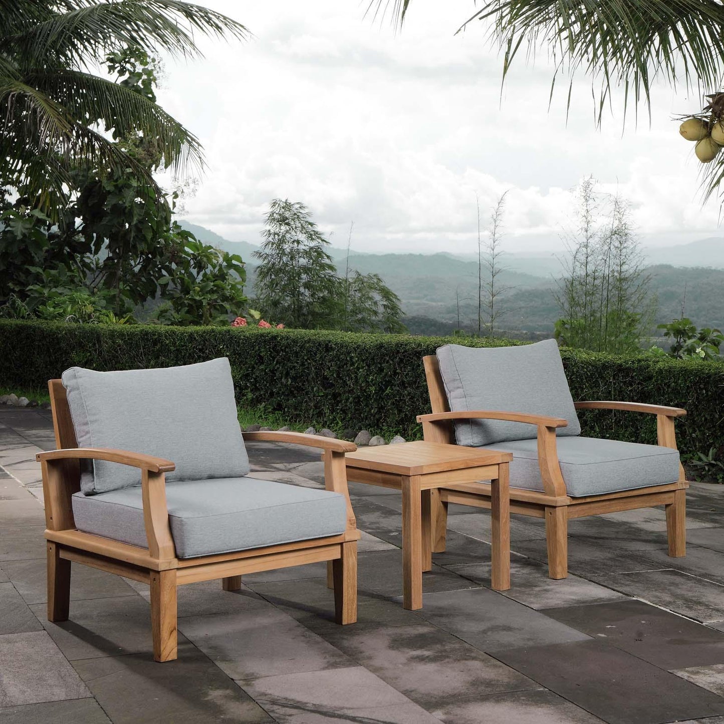 Modway Marina 3 Piece Outdoor Patio Teak Set, EEI-1487 FredCo