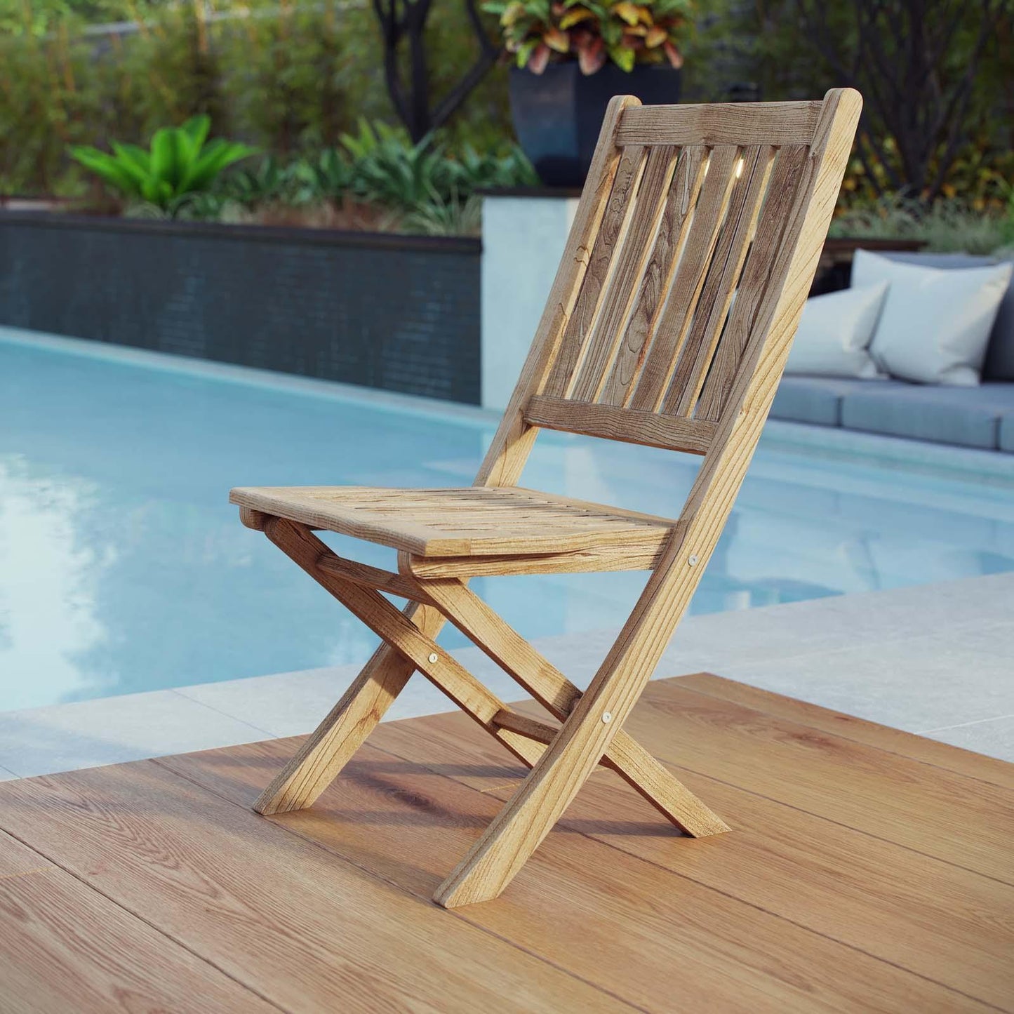 Modway Marina Outdoor Patio Teak Folding Chair FredCo