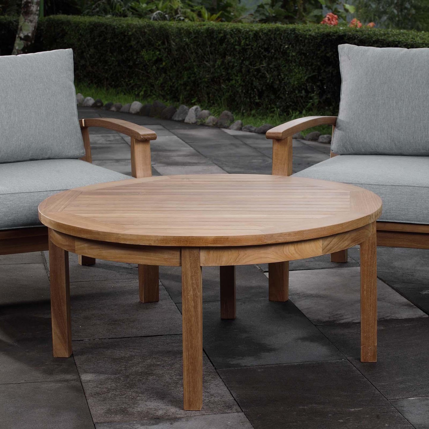 Modway Marina Outdoor Patio Teak Round Coffee Table FredCo