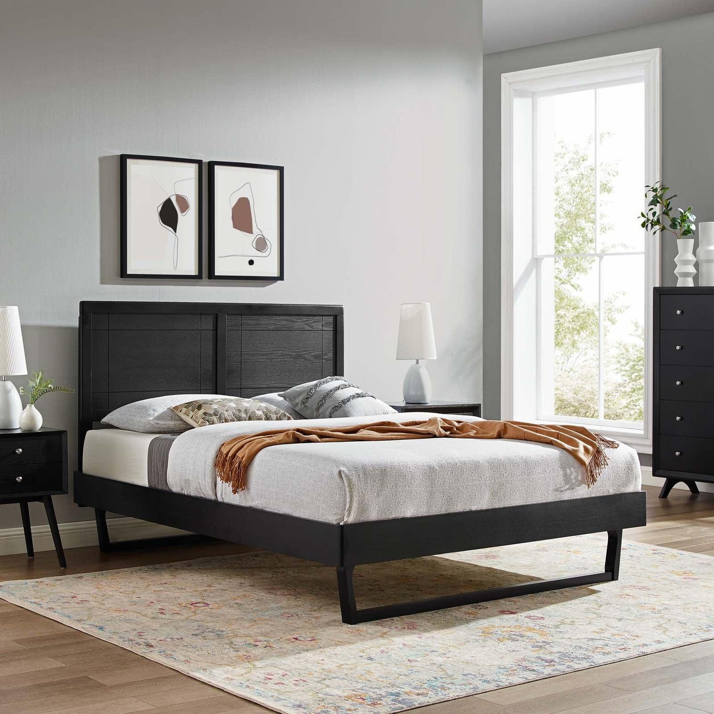 Modway Marlee King Wood Platform Bed With Angular Frame FredCo
