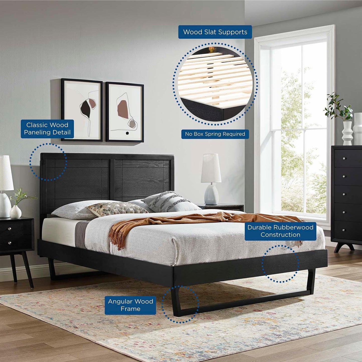 Modway Marlee King Wood Platform Bed With Angular Frame FredCo