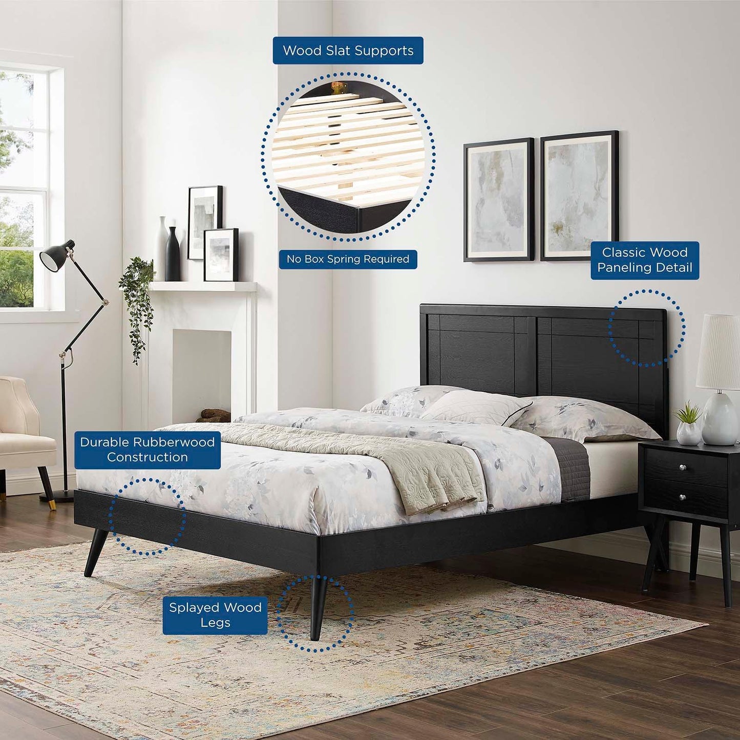 Modway Marlee Twin Wood Platform Bed With Splayed Legs FredCo