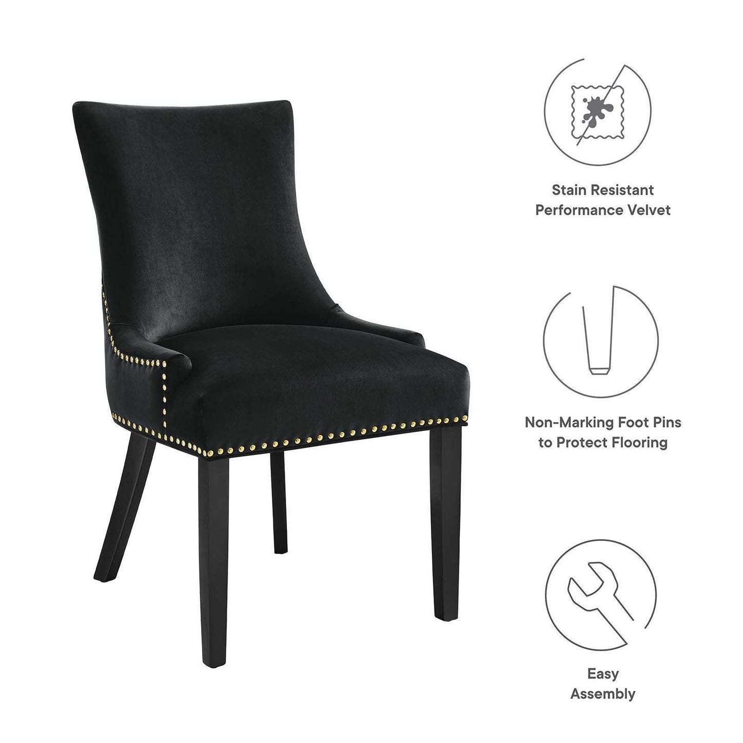 Modway Marquis Performance Velvet Dining Chairs - Set of 2 FredCo