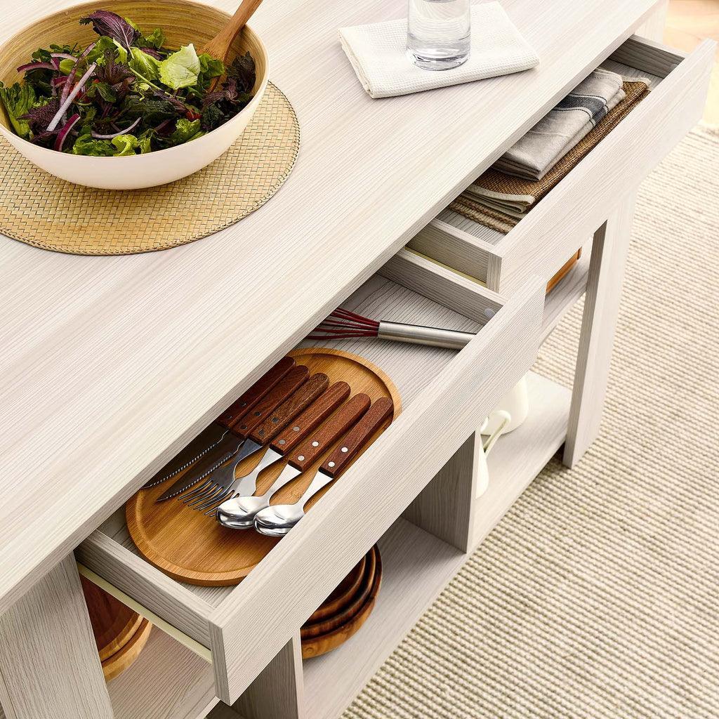Modway Meadowbrook 3-Piece Kitchen Island and Stool Set FredCo