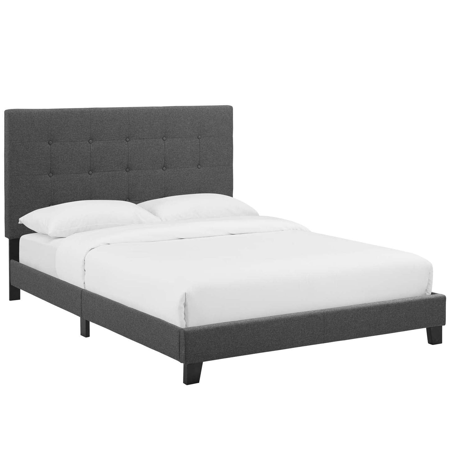 Modway Melanie King Tufted Button Upholstered Fabric Platform Bed FredCo