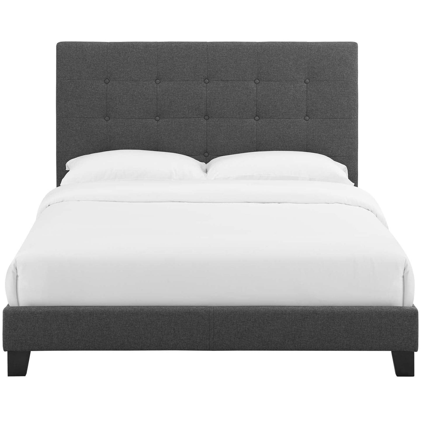 Modway Melanie King Tufted Button Upholstered Fabric Platform Bed FredCo