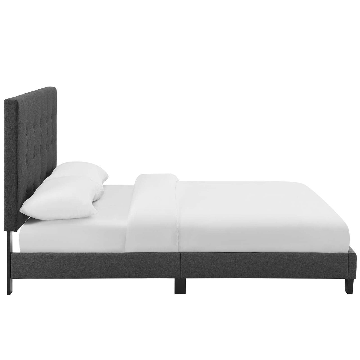 Modway Melanie King Tufted Button Upholstered Fabric Platform Bed FredCo