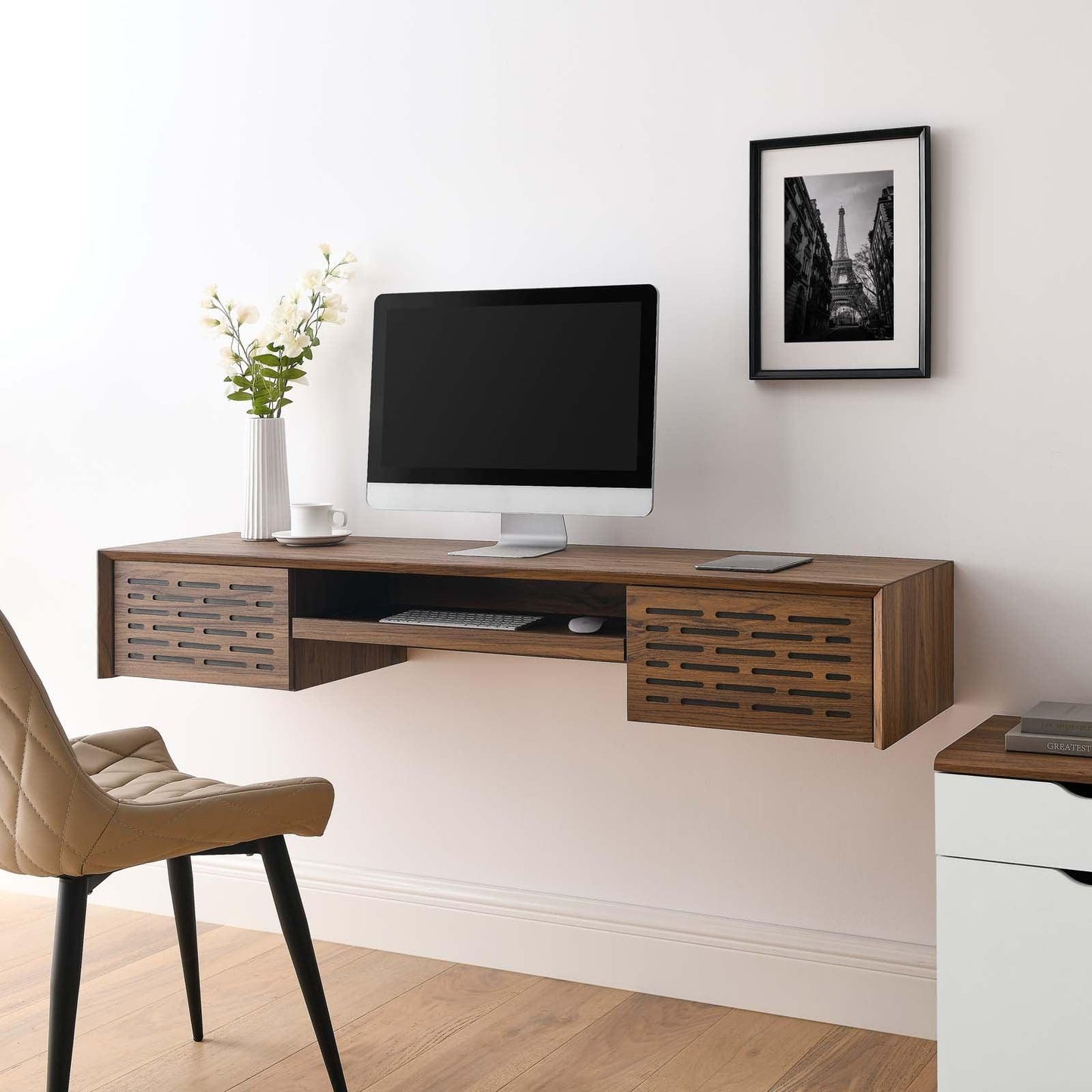 Modway Merit 60" Wall Mount Wood Office Desk FredCo