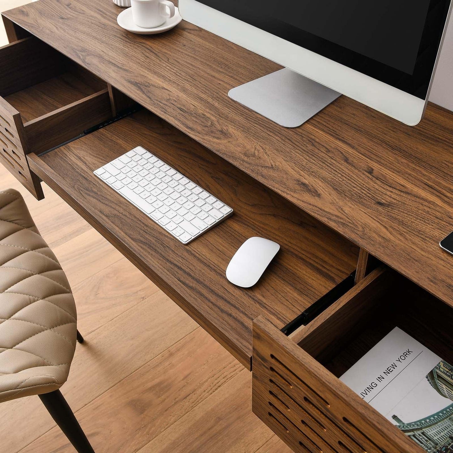 Modway Merit 60" Wall Mount Wood Office Desk FredCo
