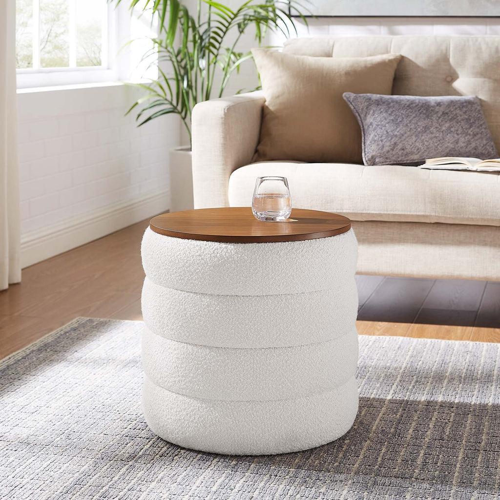 Modway Mezzo Round Boucle Fabric Storage Ottoman FredCo