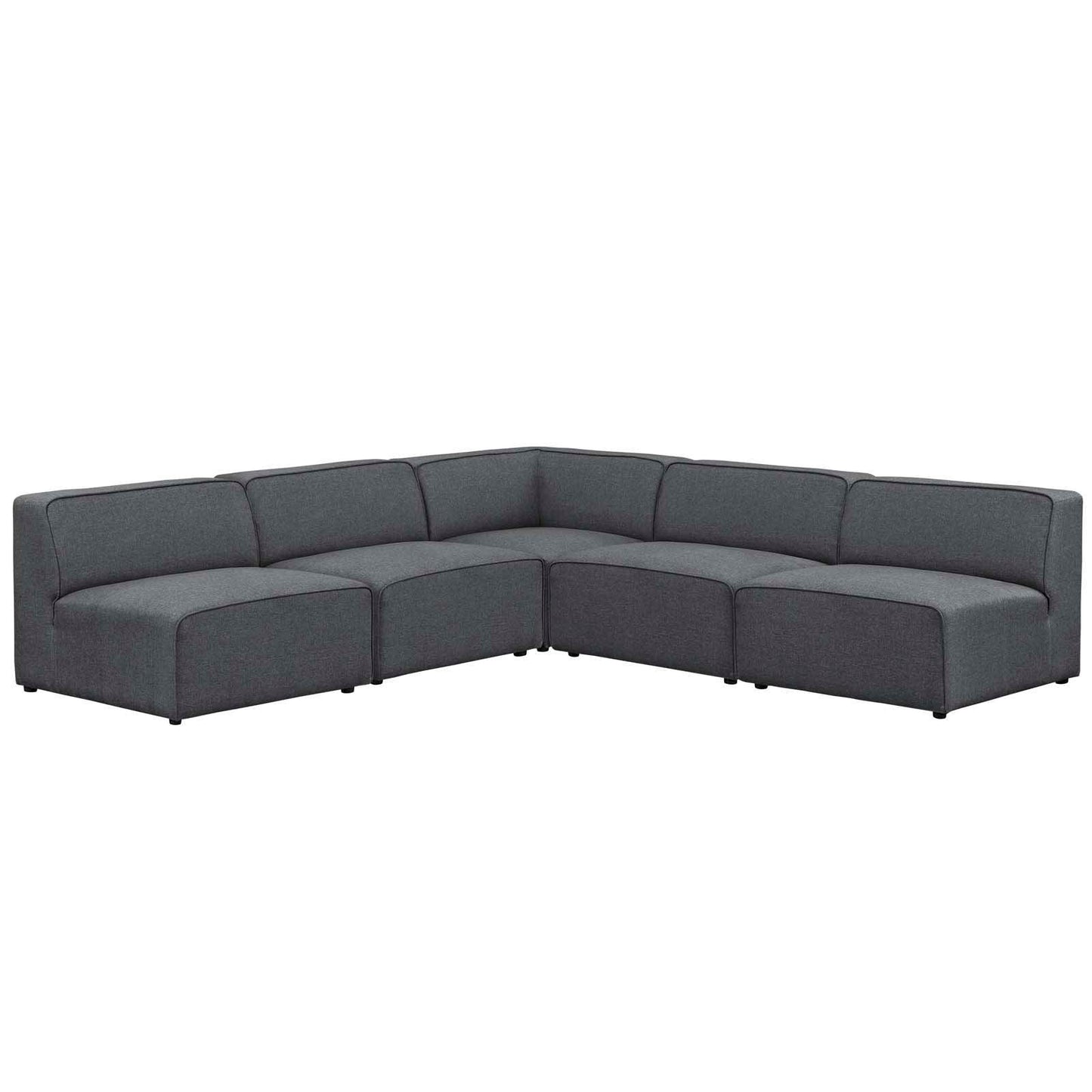 Modway Mingle 5 Piece Upholstered Fabric Armless Sectional Sofa Set FredCo