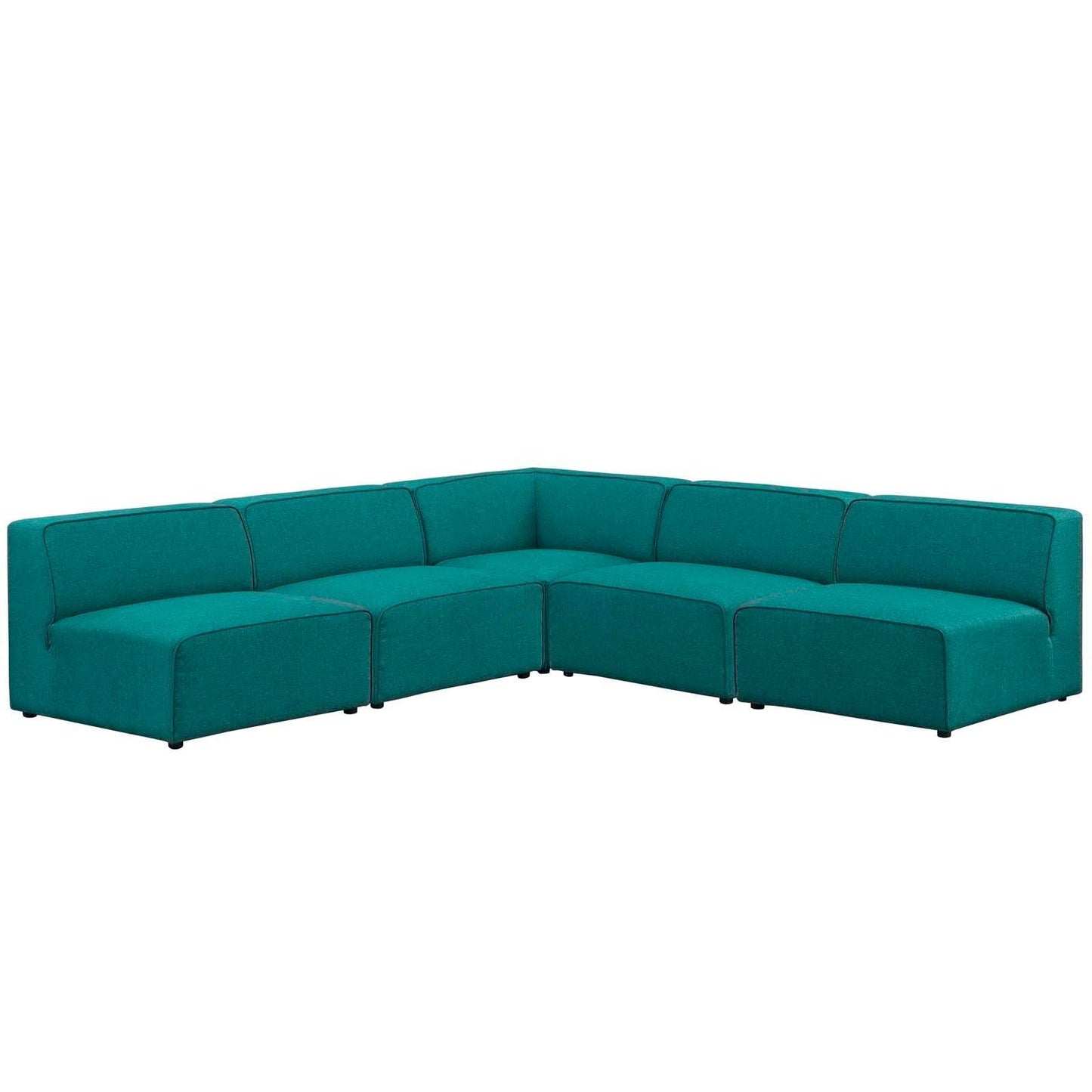 Modway Mingle 5 Piece Upholstered Fabric Armless Sectional Sofa Set FredCo