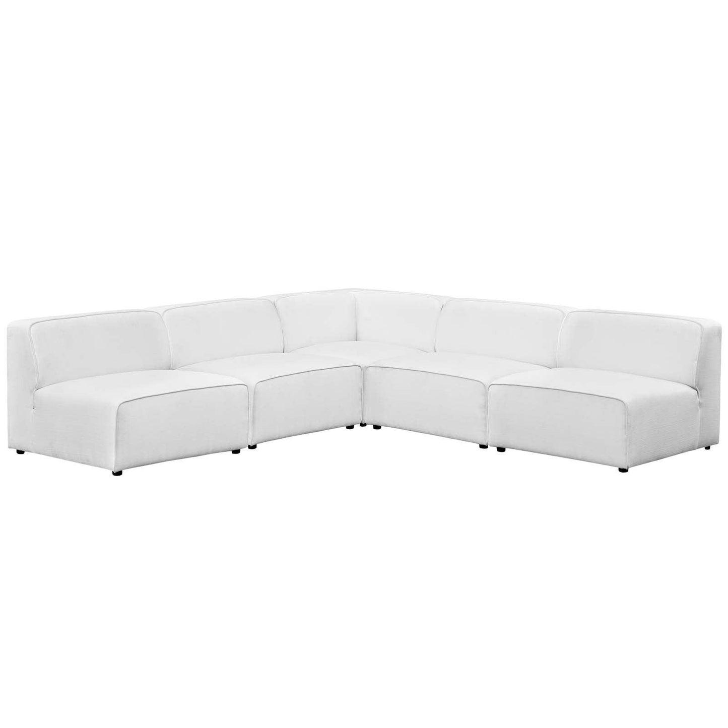 Modway Mingle 5 Piece Upholstered Fabric Armless Sectional Sofa Set FredCo