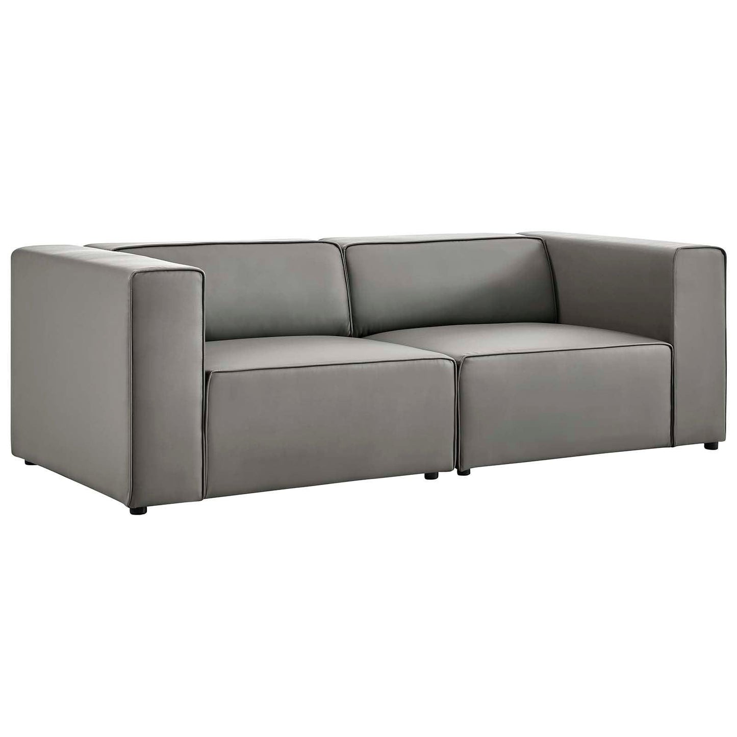 Modway Mingle Vegan Leather 2-Piece Sectional Sofa Loveseat FredCo