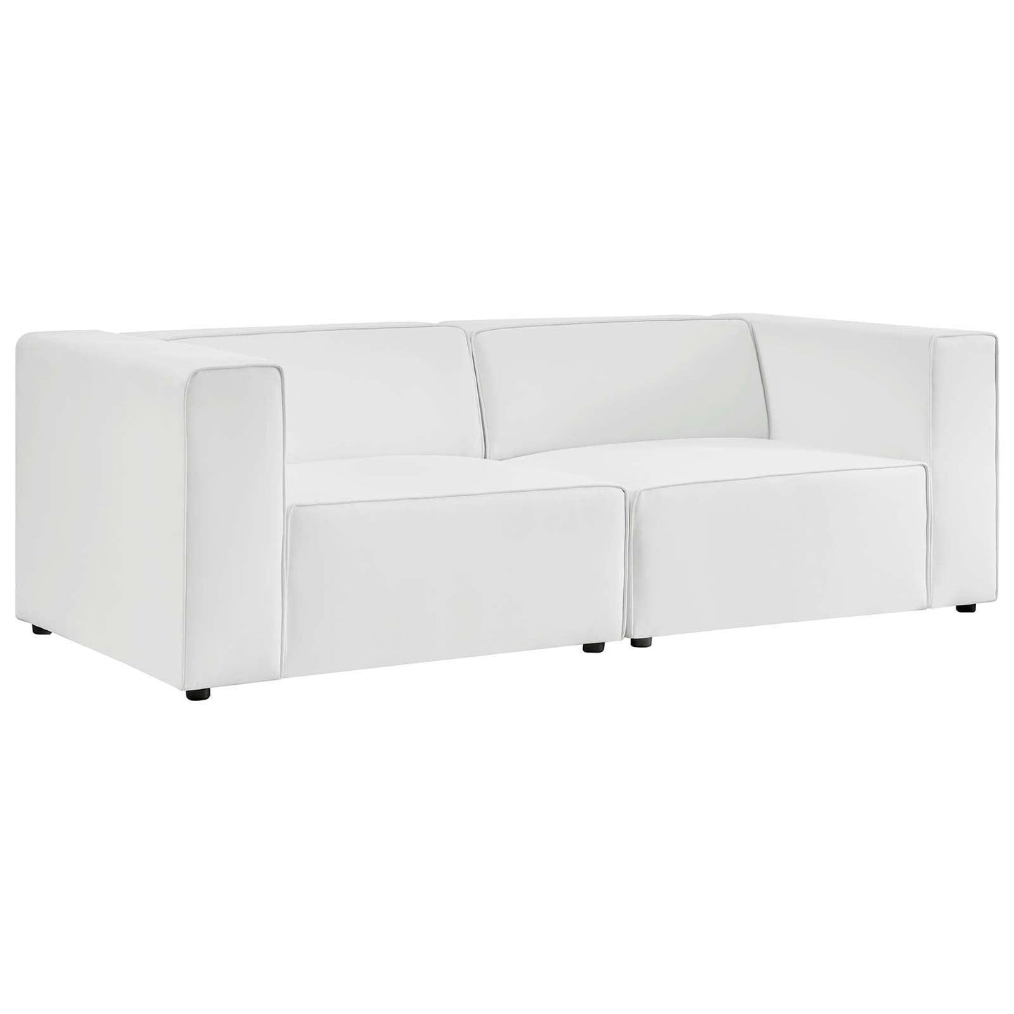 Modway Mingle Vegan Leather 2-Piece Sectional Sofa Loveseat FredCo