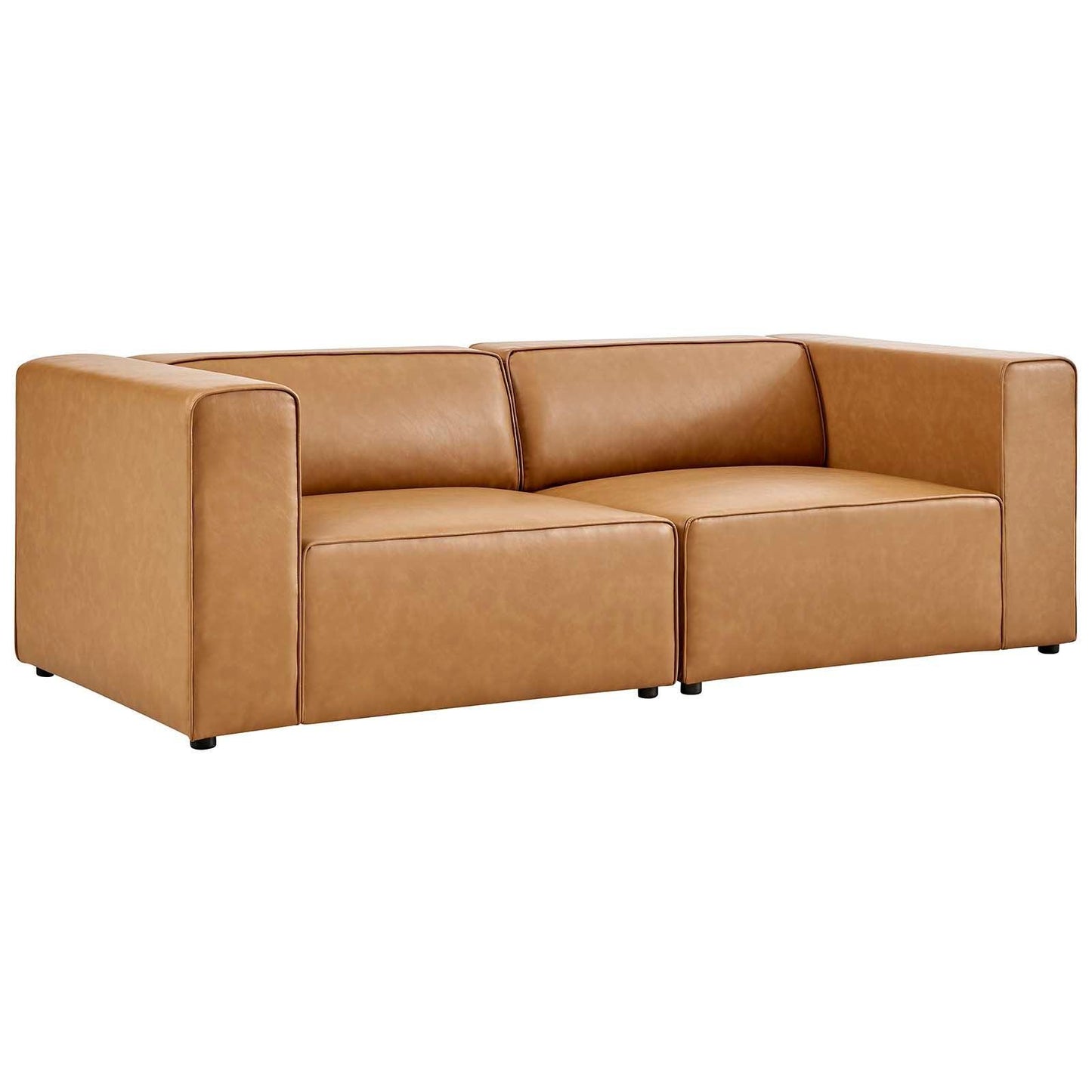 Modway Mingle Vegan Leather 2-Piece Sectional Sofa Loveseat FredCo