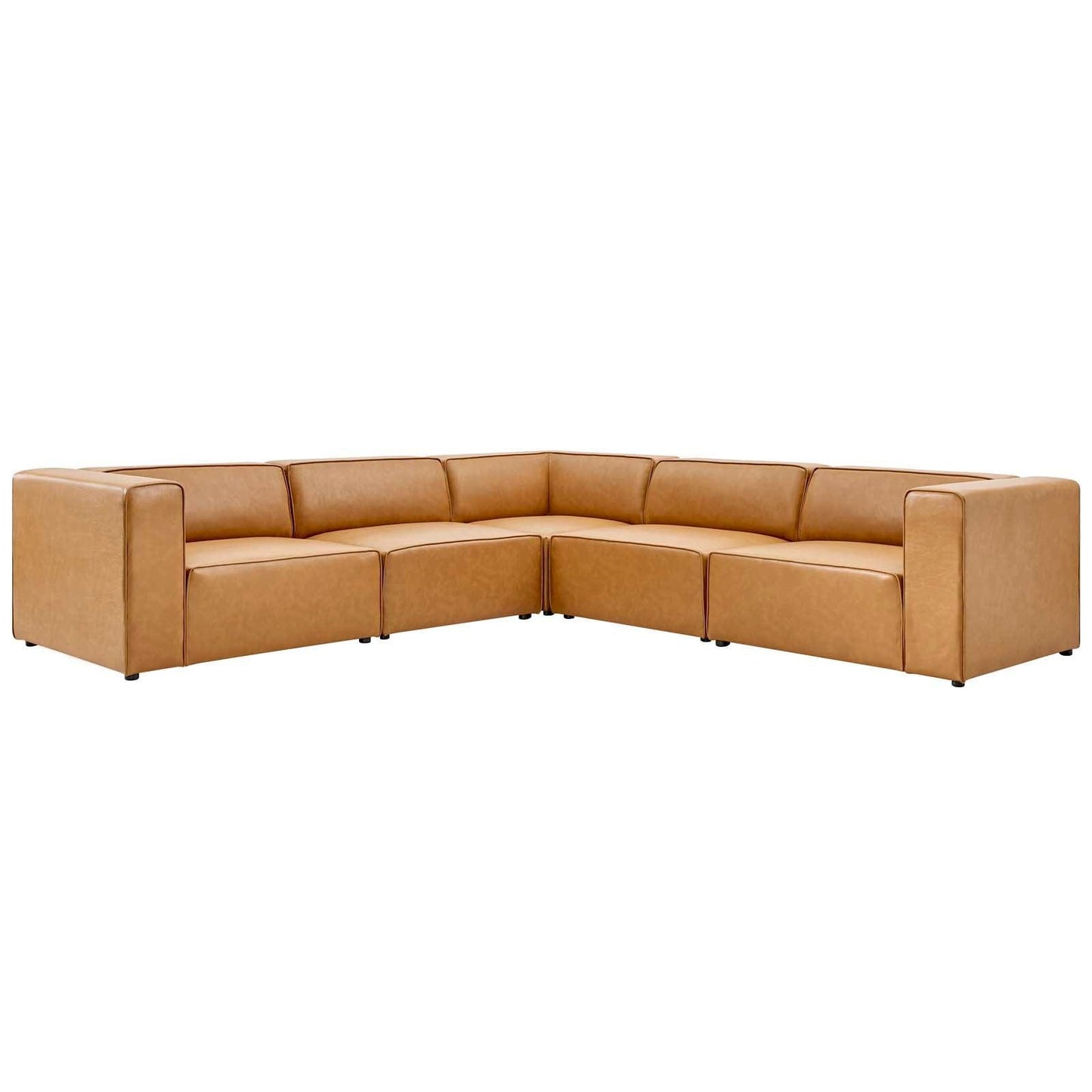 Modway Mingle Vegan Leather 5-Piece Sectional Sofa FredCo