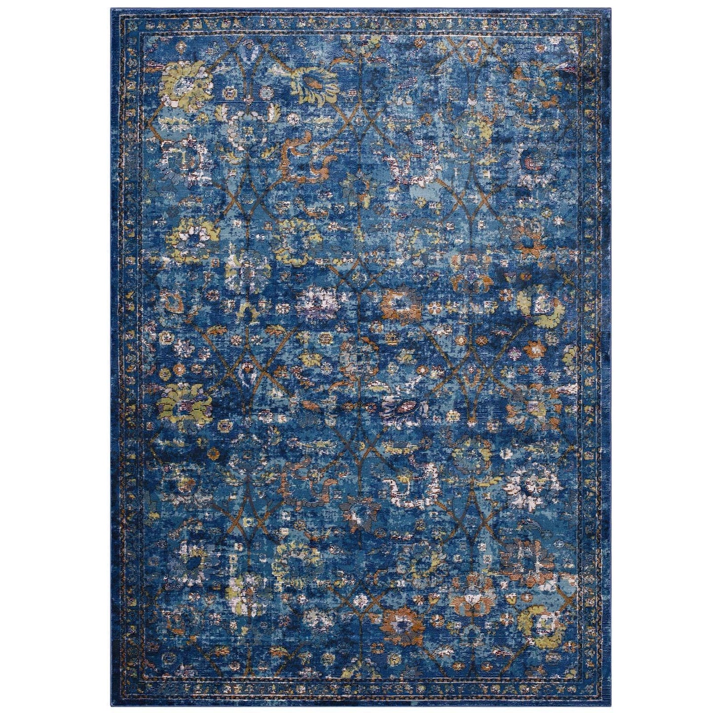 Modway Minu Distressed Floral Lattice Area Rug FredCo