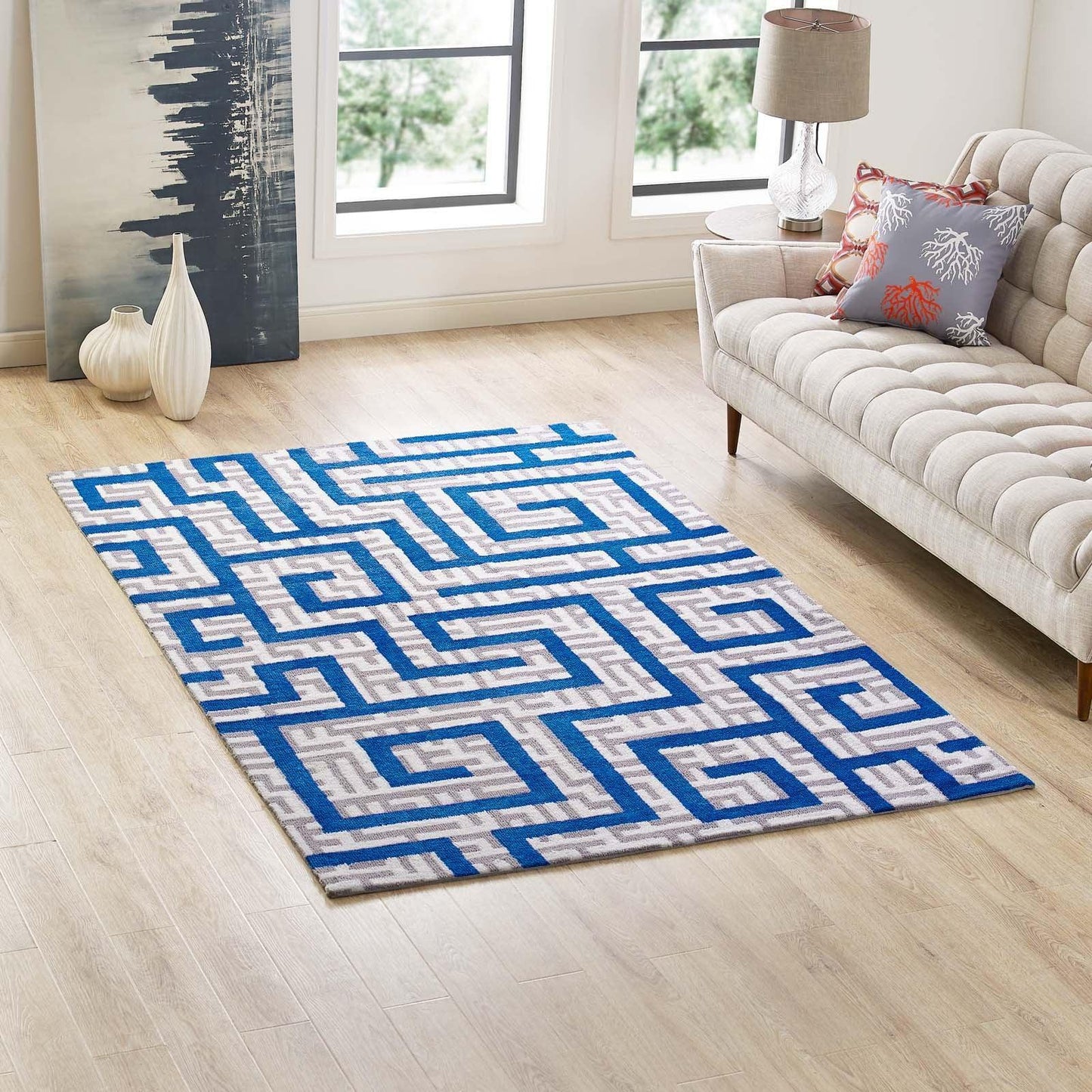 Modway Nahia Geometric Maze Area Rug FredCo