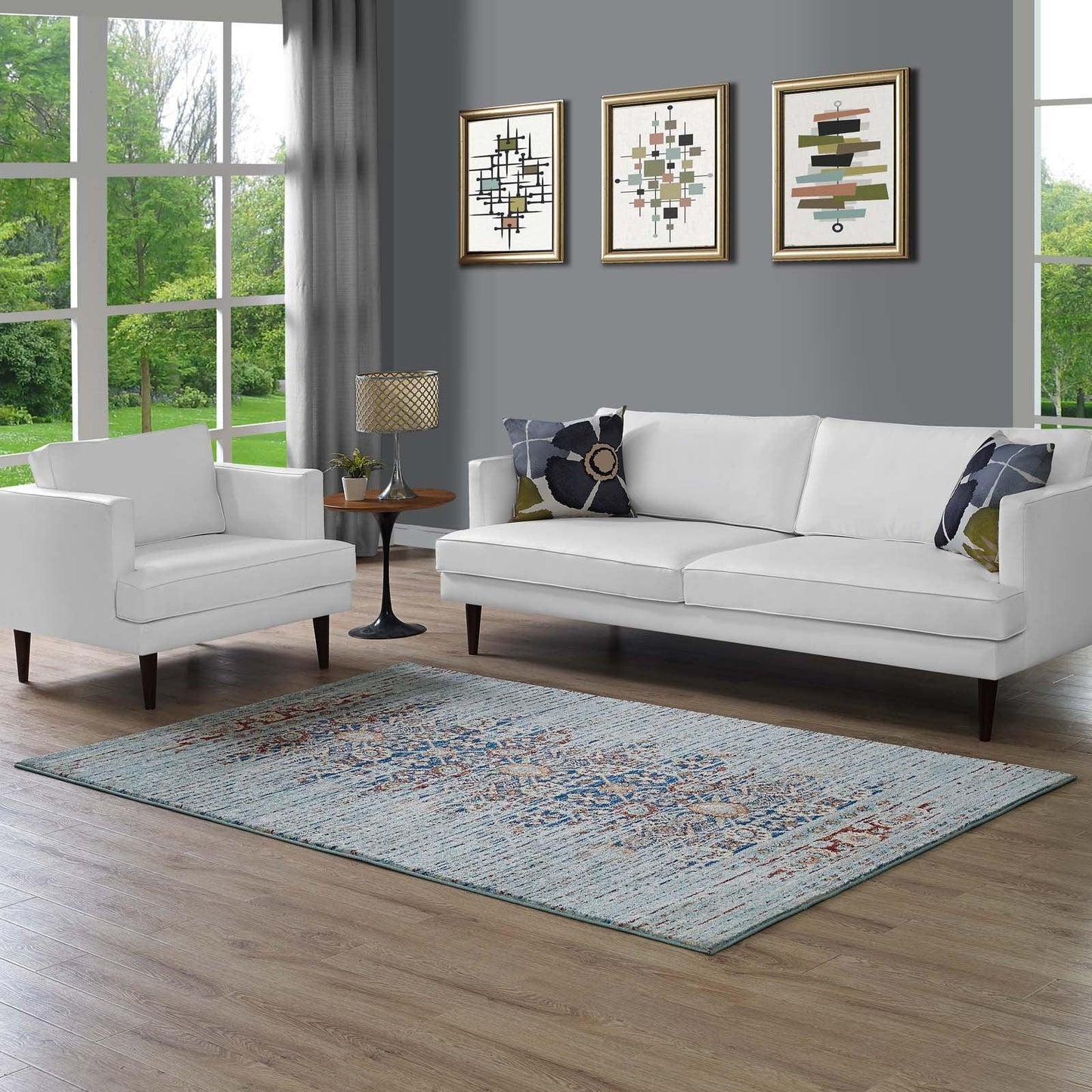 Modway Naria Distressed Persian Medallion Area Rug FredCo