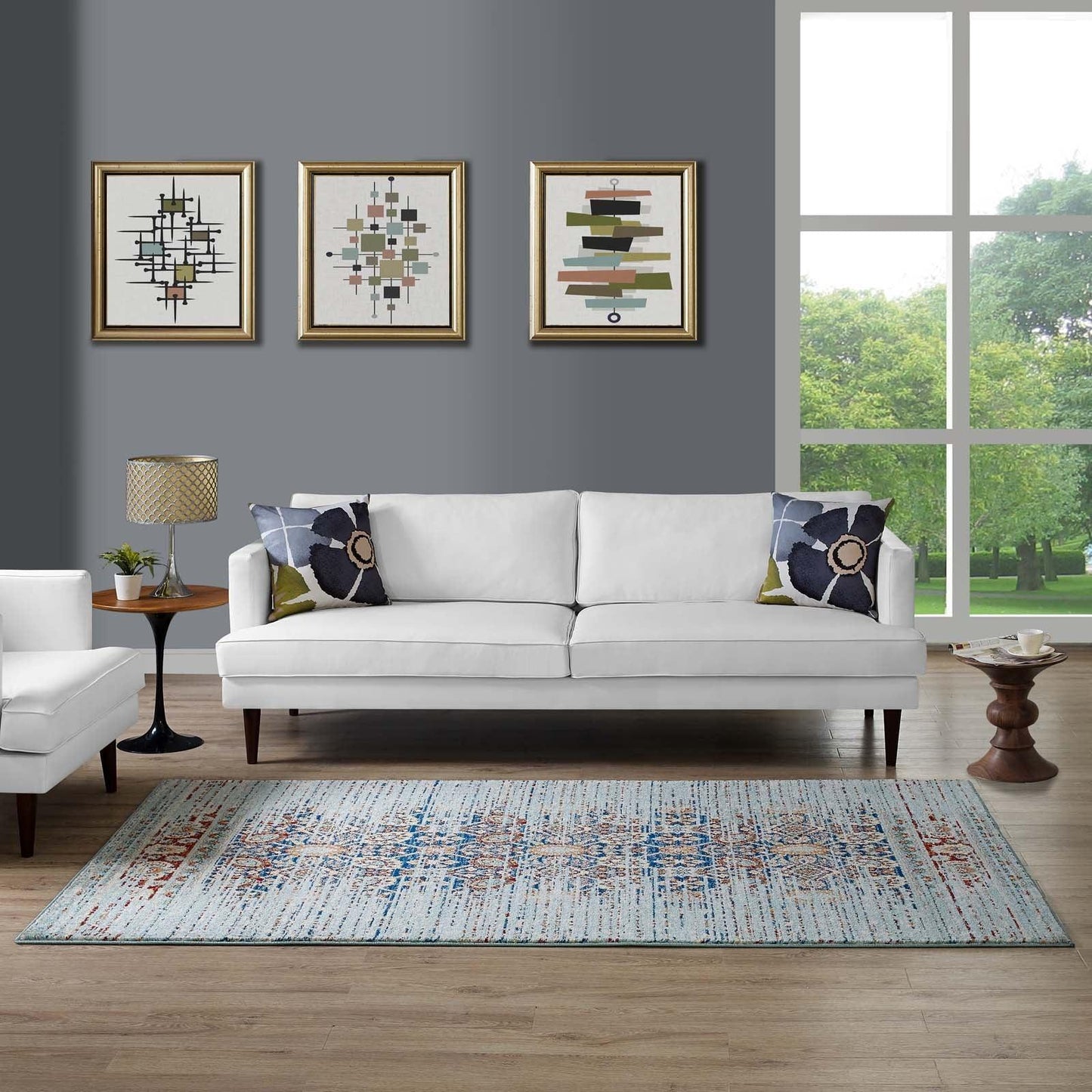 Modway Naria Distressed Persian Medallion Area Rug FredCo