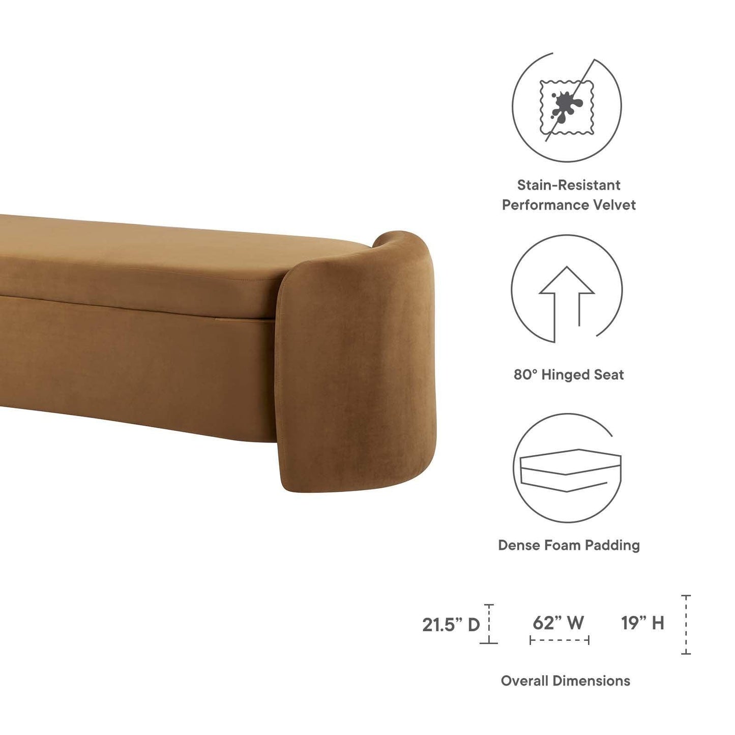 Modway Nebula Upholstered Performance Velvet Bench FredCo