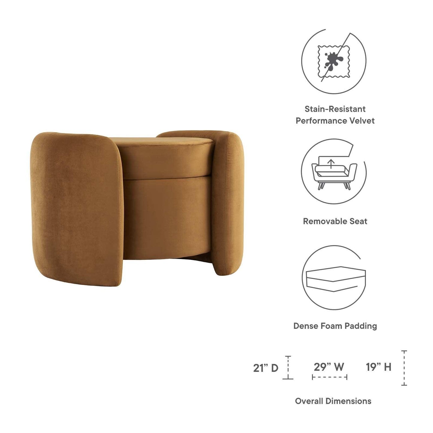 Modway Nebula Upholstered Performance Velvet Ottoman FredCo
