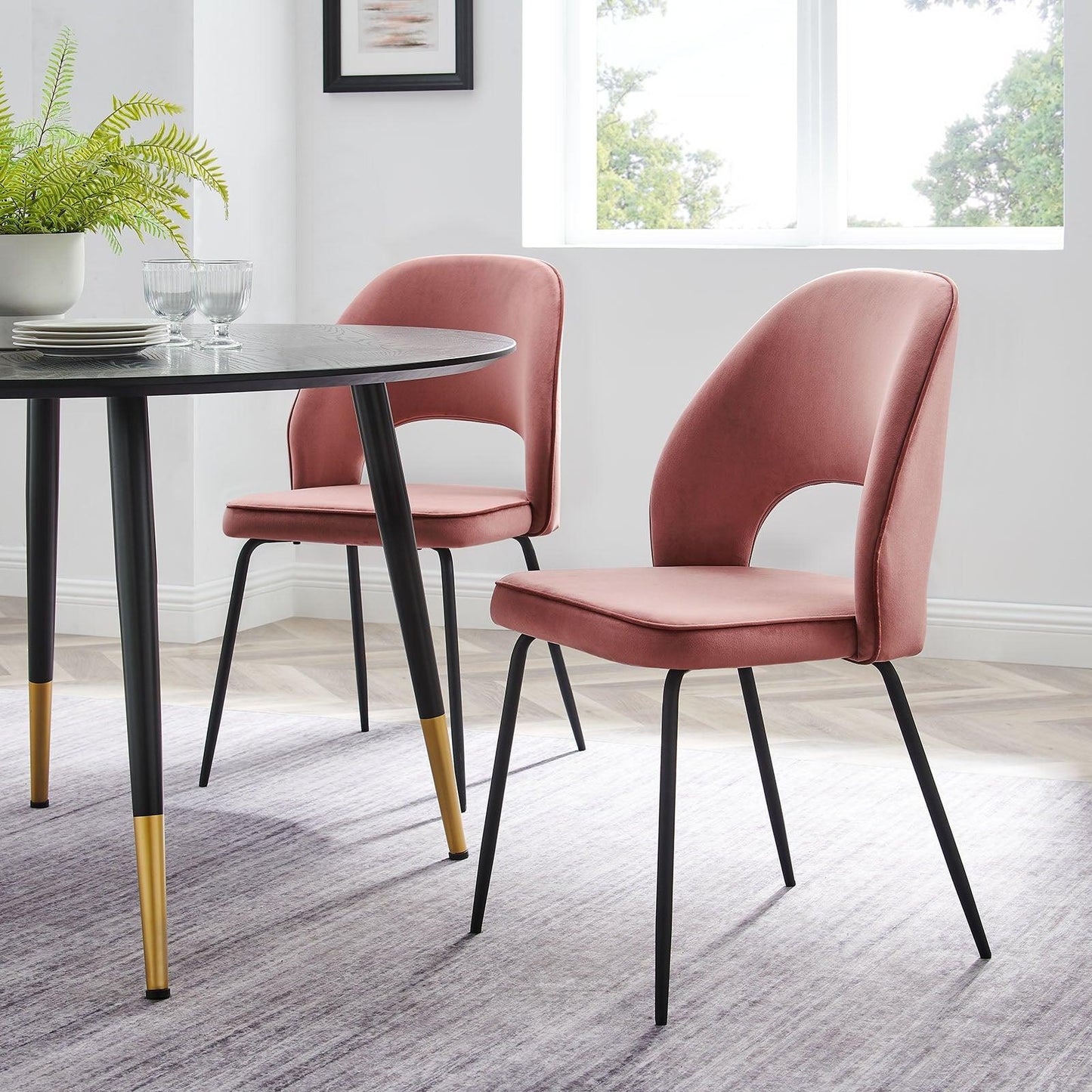 Modway Nico Performance Velvet Dining Chair Set of 2 FredCo