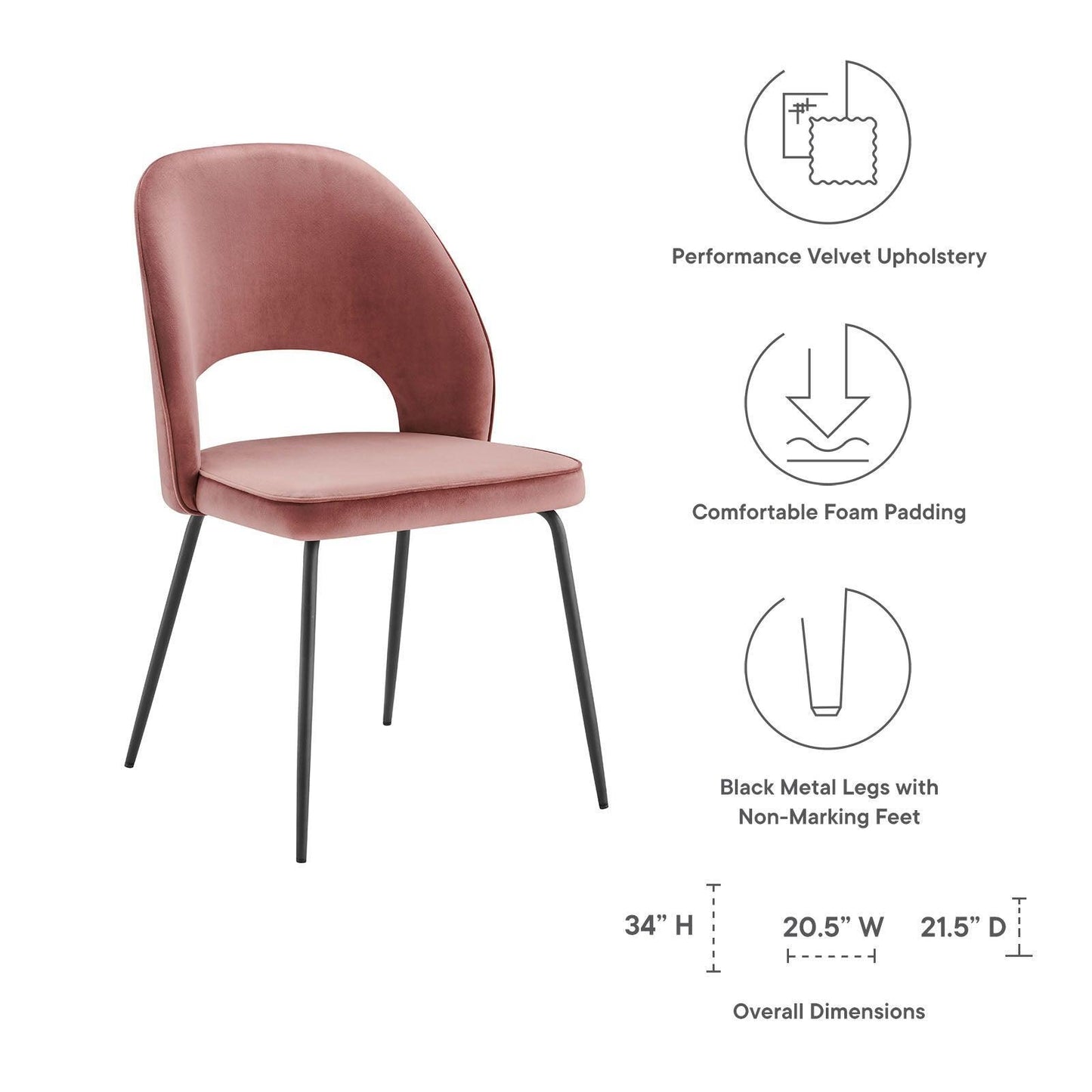 Modway Nico Performance Velvet Dining Chair Set of 2 FredCo