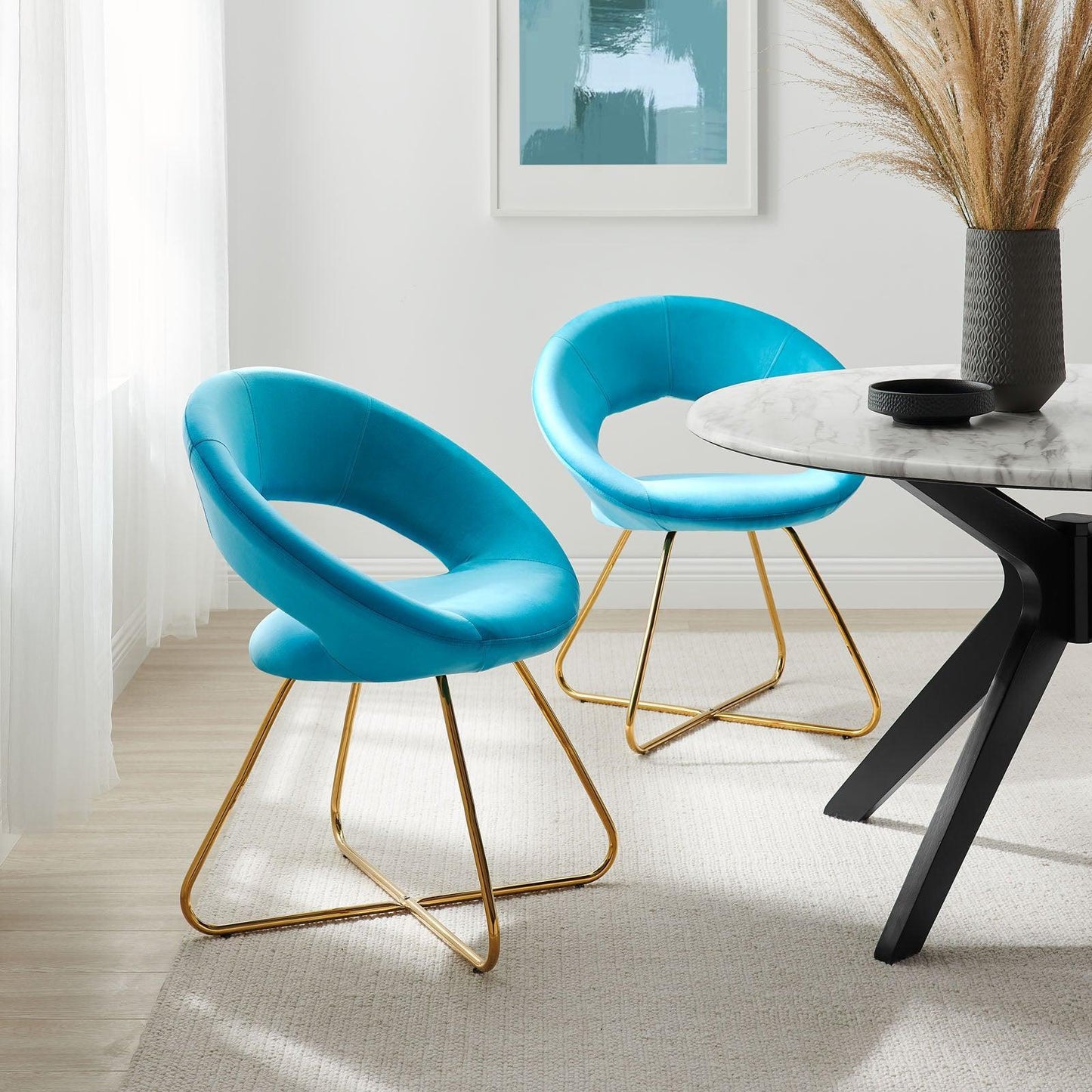 Modway Nouvelle Performance Velvet Dining Chair Set of 2 FredCo